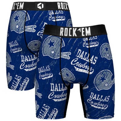 Dallas Cowboys Rock Em Male All-Over Throwback Logo Boxer Briefs - Blue