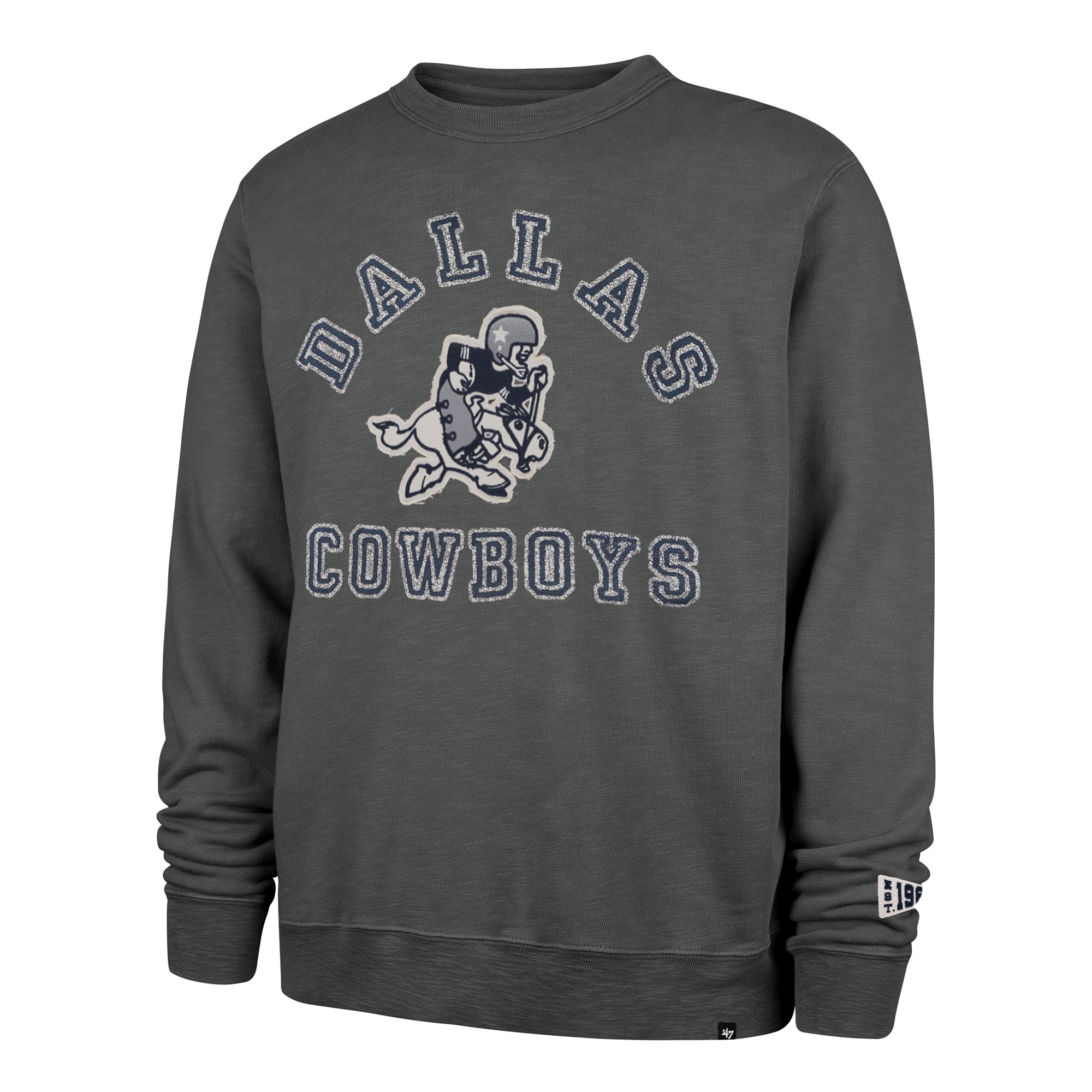 Men's '47 Charcoal Dallas Cowboys Calderwood Well Worn French Terry Sweatshirt