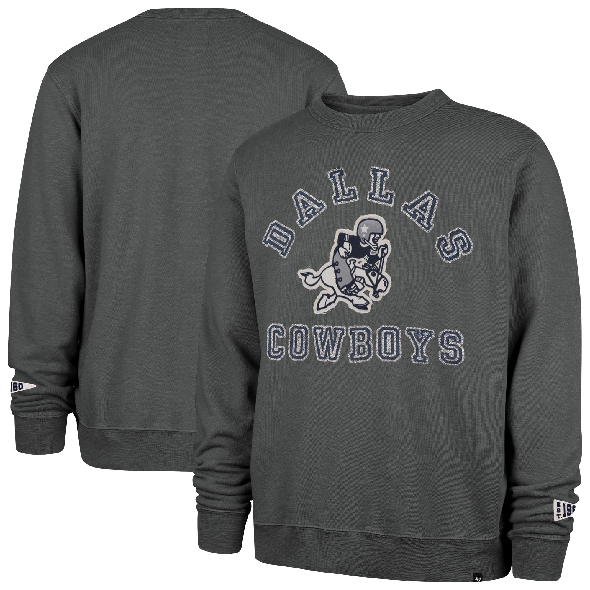 Men's '47 Charcoal Dallas Cowboys Calderwood Well Worn French Terry Sweatshirt