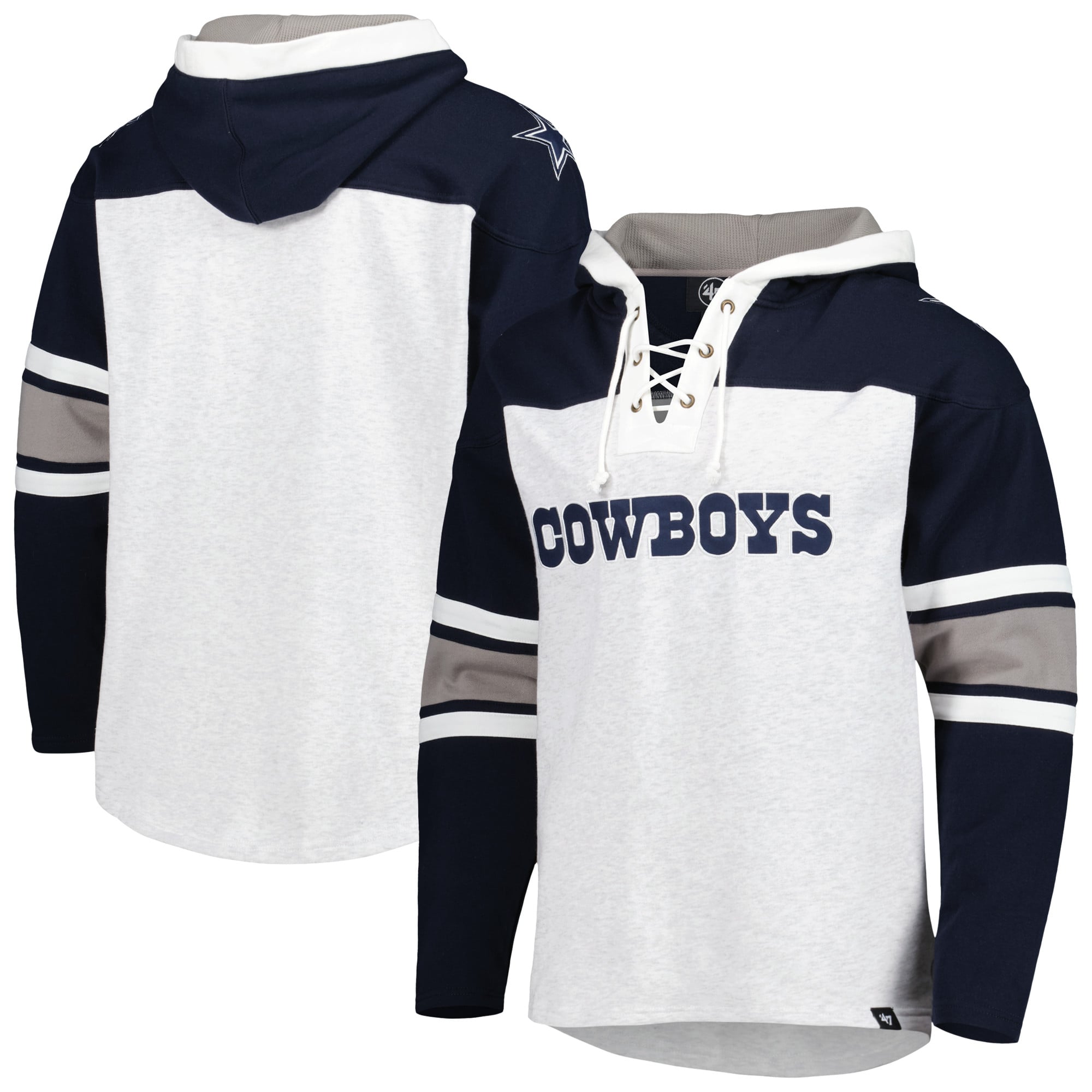 Chandail à capuchon lacets Gridiron des Dallas Cowboys de 1947 pour hommes, gris chiné