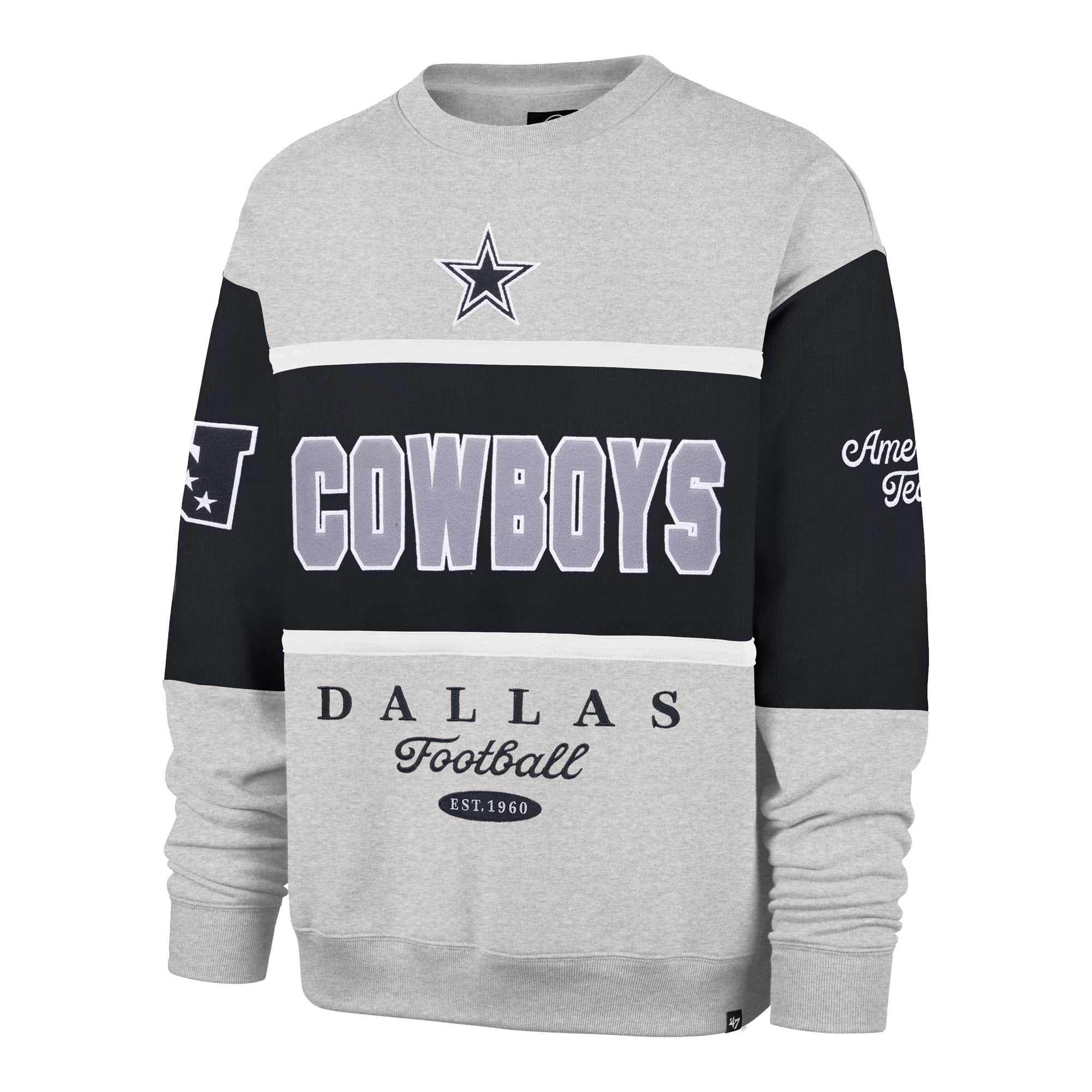 Men's '47 Heather Gray Dallas Cowboys Blockfield Maximalist Sweatshirt