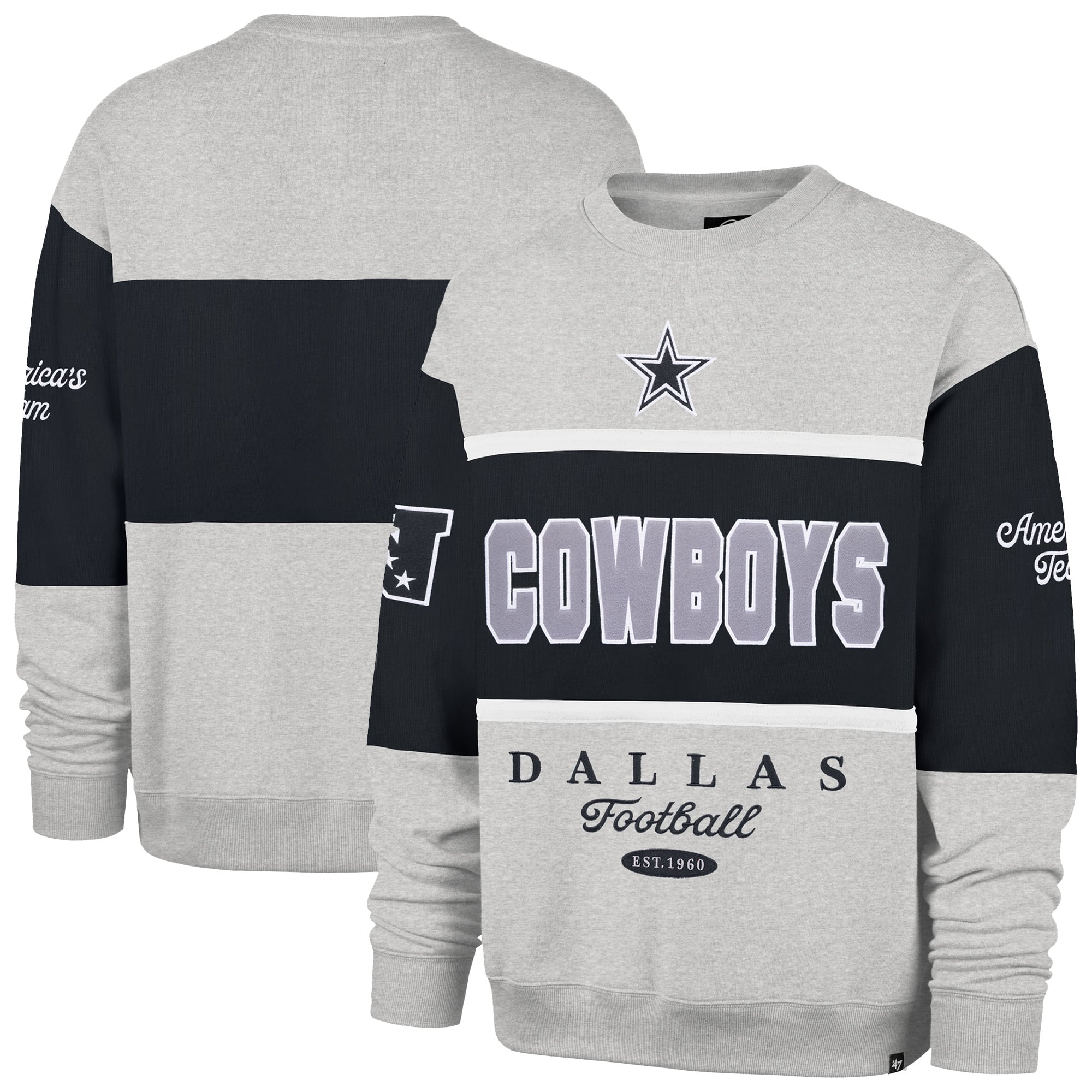 Sweat-shirt homme '47 gris chiné Dallas Cowboys Blockfield Maximalist
