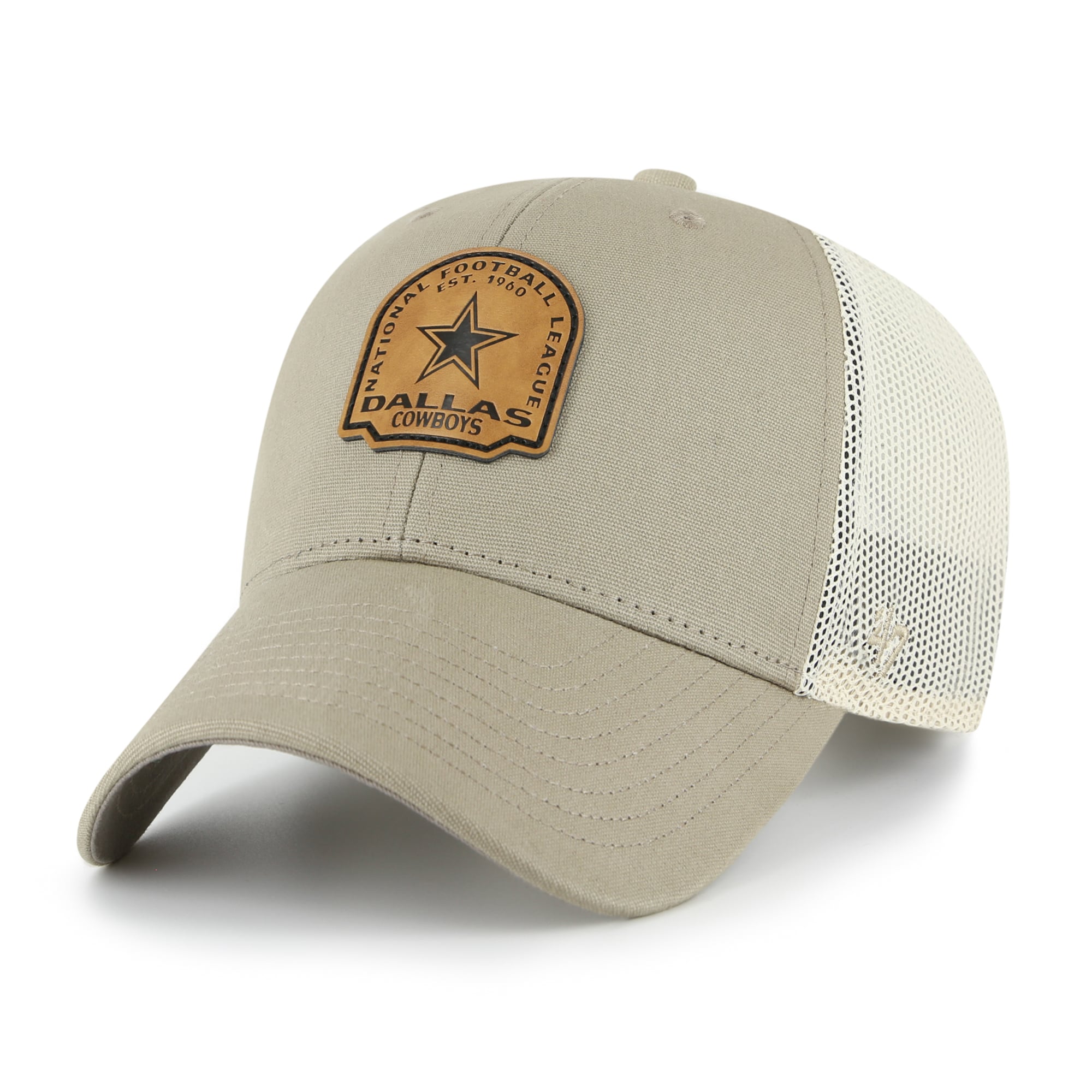 Casquette trucker ajustable en cuir kaki Dallas Cowboys « 47 » pour homme