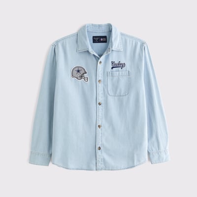 Dallas Cowboys Abercrombie & Fitch Denim Long Sleeve Button-Up Shirt - Blue