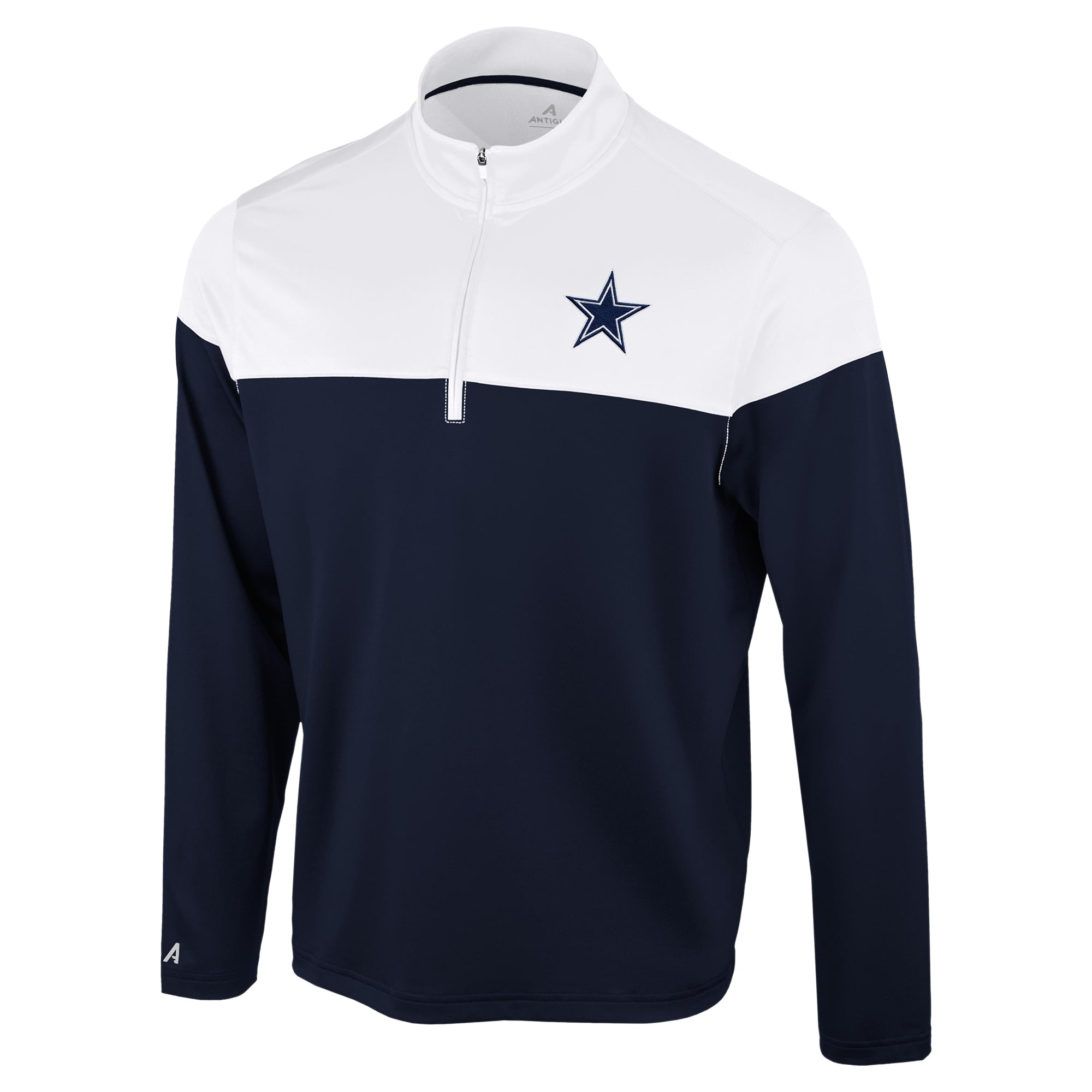 Pull à col zippé Antigua bleu marine et blanc Dallas Cowboys pour homme