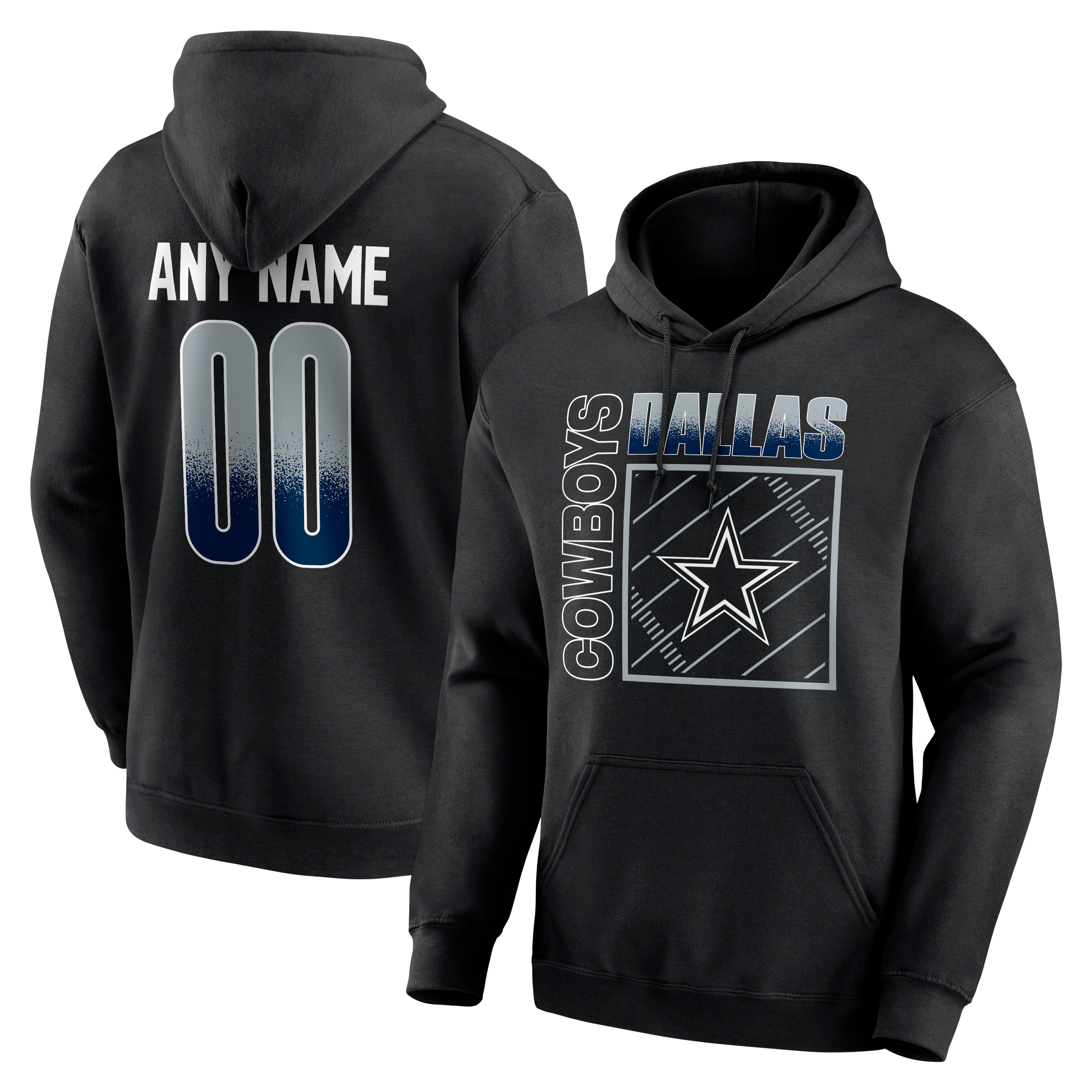 Men's Black Dallas Cowboys Home Field Pop Personalized Name & Number Hoodie