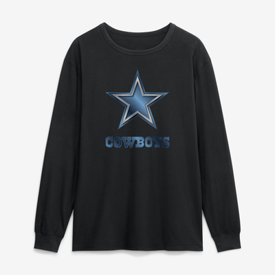 Dallas Cowboys  Metallic Mascot Long Sleeve T-Shirt - Black