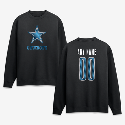 Dallas Cowboys  Metallic Mascot Personalized Name & Number Sweatshirt - Black