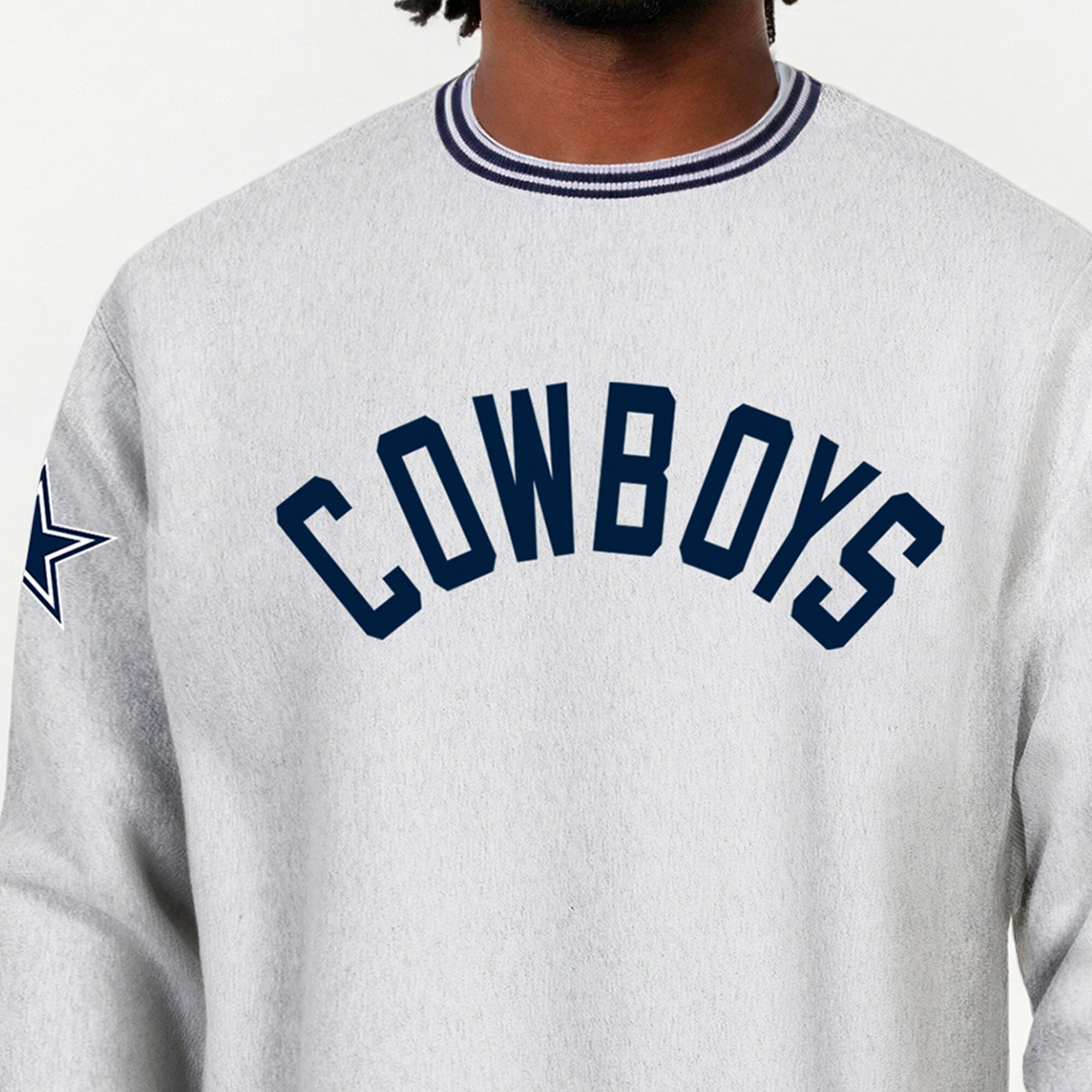Men's Champion Heather Gray/Navy Dallas Cowboys Reverse Weave Yarn Dye Sweatshirt