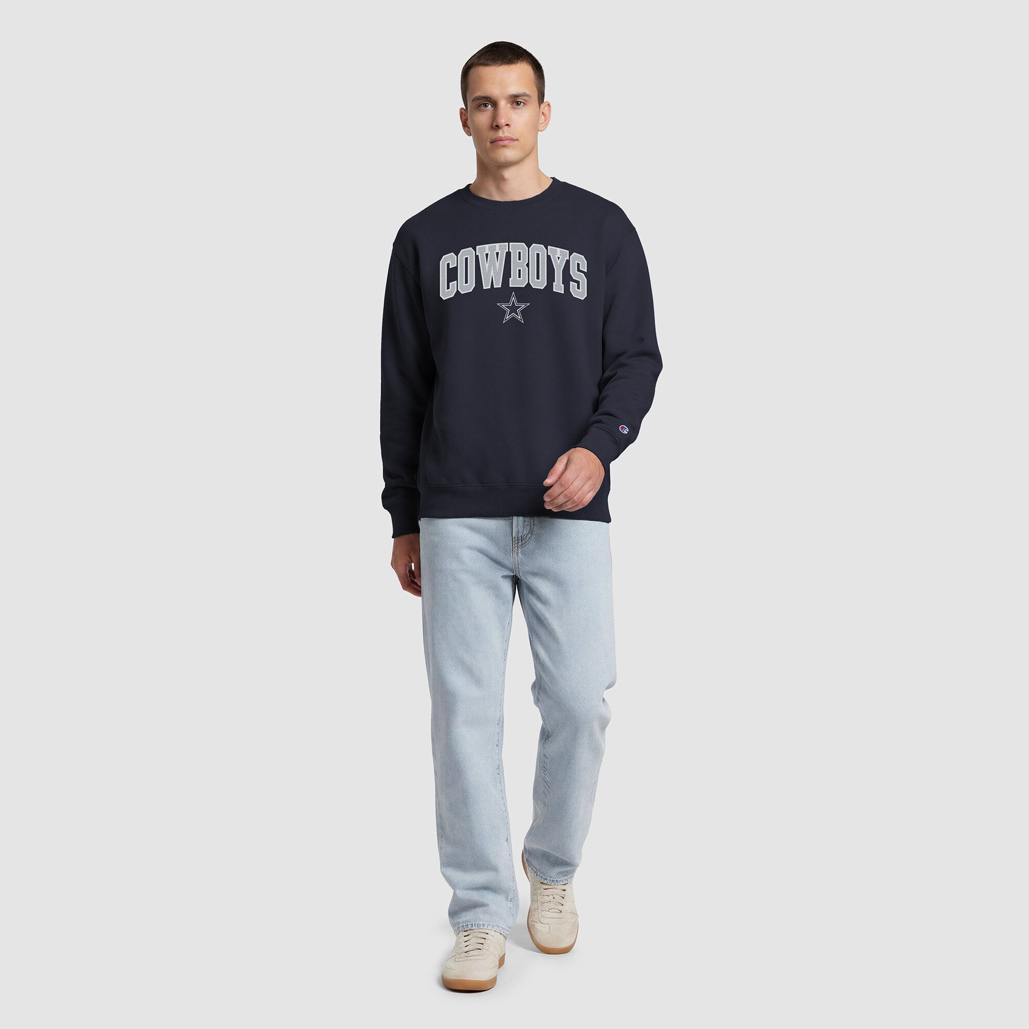 Sweat-shirt à col rond Champion blanc Dallas Cowboys pour homme