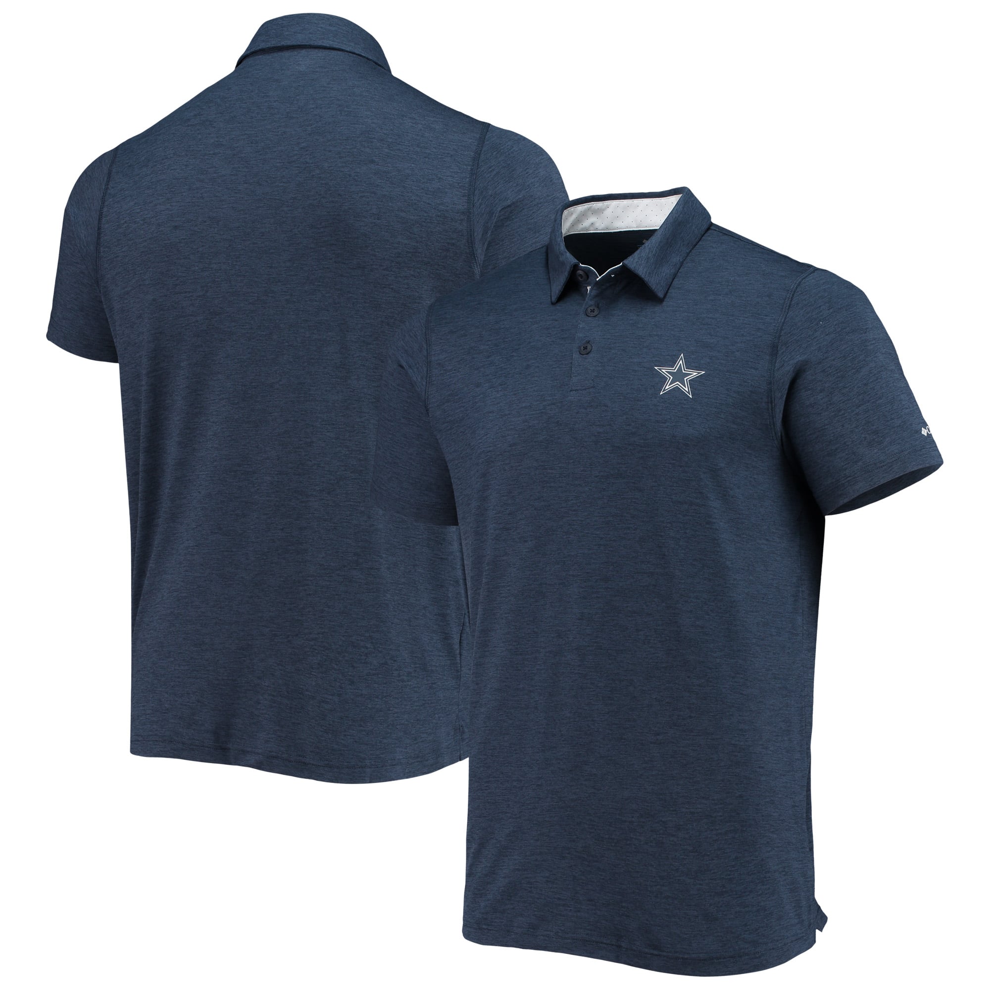 Men's Columbia Navy Dallas Cowboys Tech Trail Space Dye Omni-Shade Polo