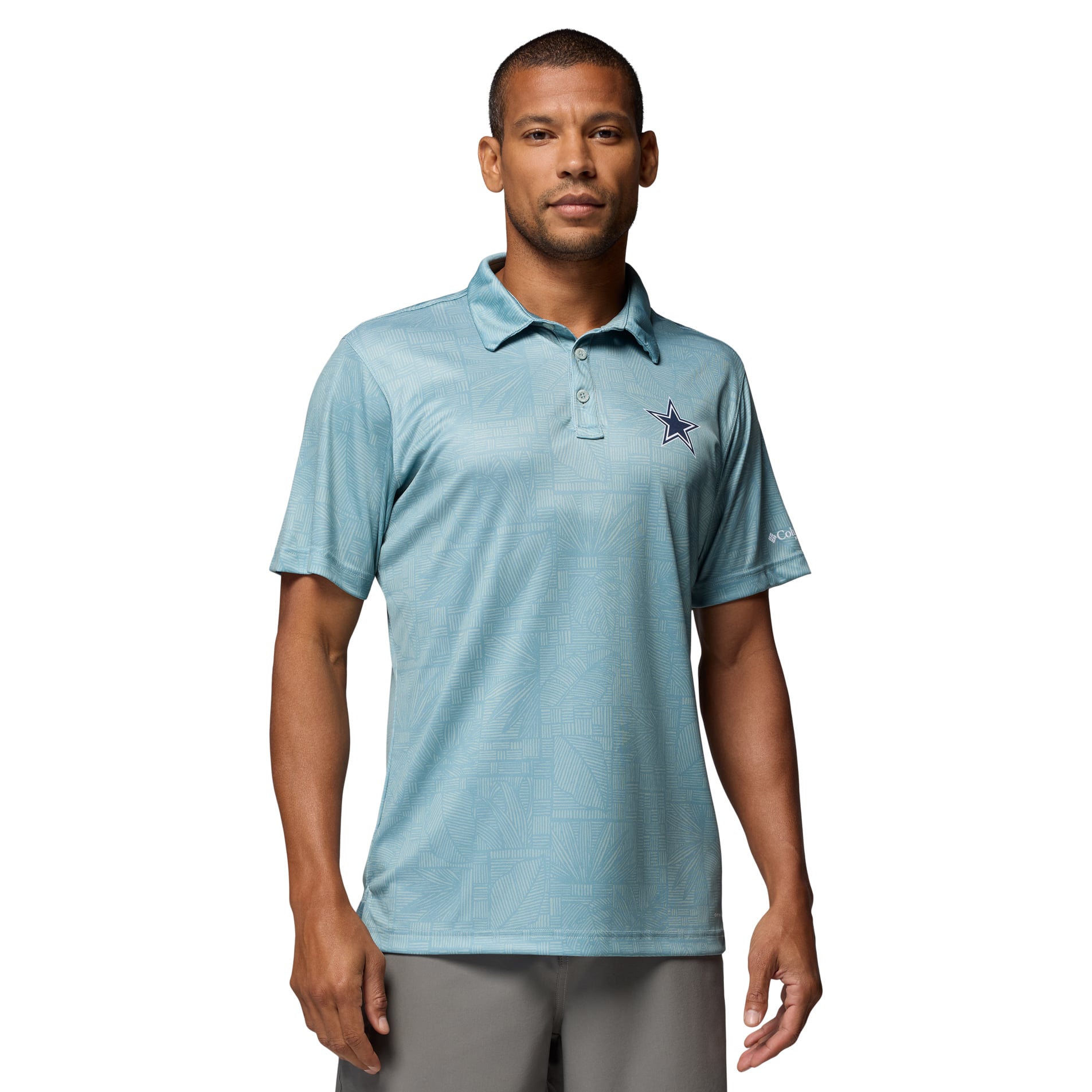 Men's Columbia PFG  Light Blue Dallas Cowboys Super Terminal Tackle Omni-Shade Polo