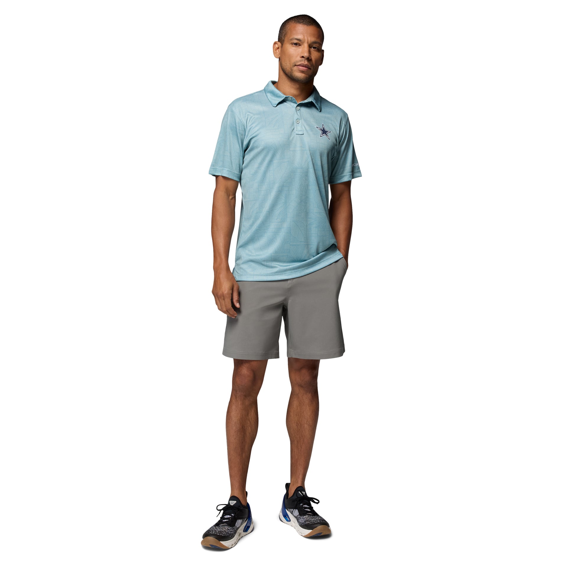 Men's Columbia PFG  Light Blue Dallas Cowboys Super Terminal Tackle Omni-Shade Polo