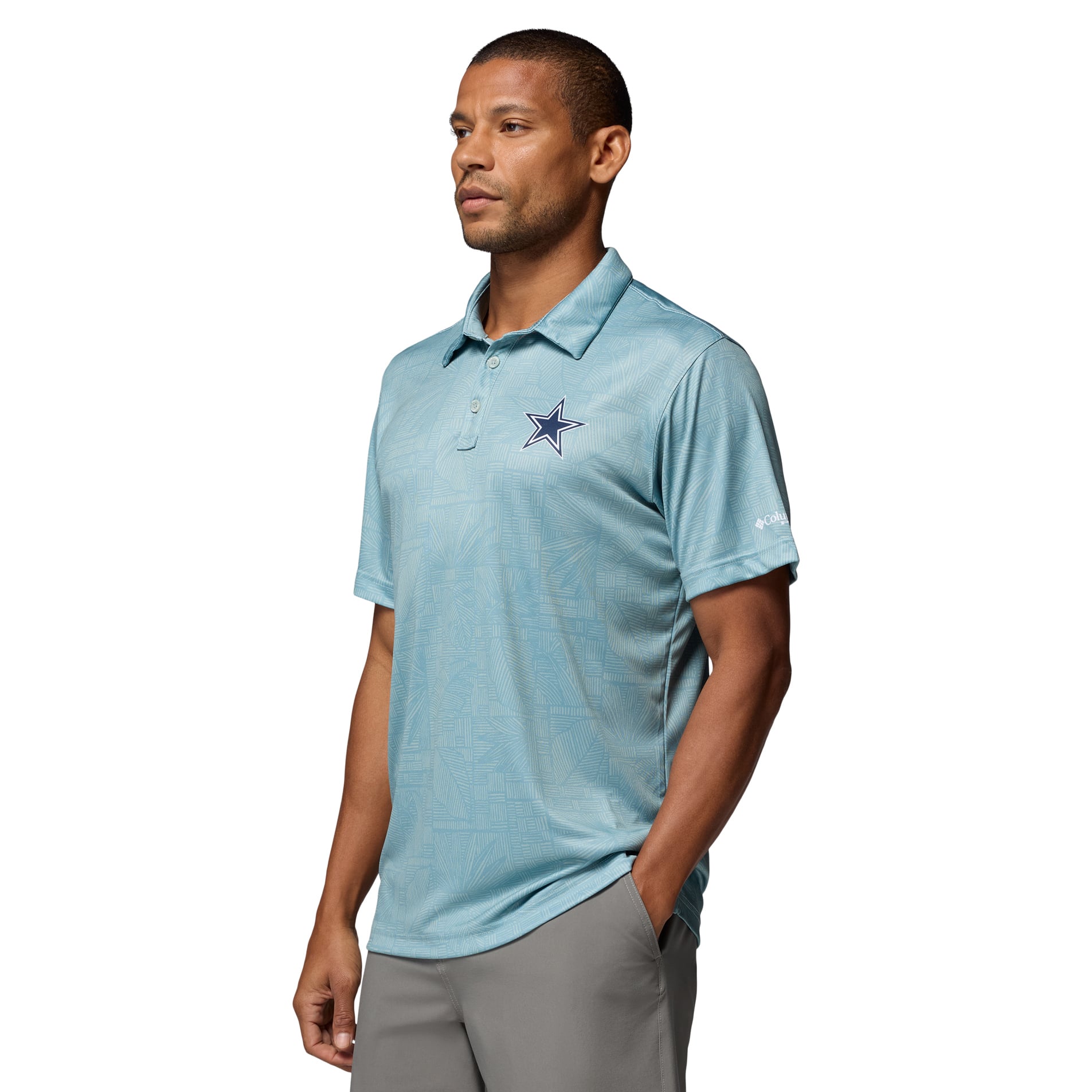 Men's Columbia PFG  Light Blue Dallas Cowboys Super Terminal Tackle Omni-Shade Polo