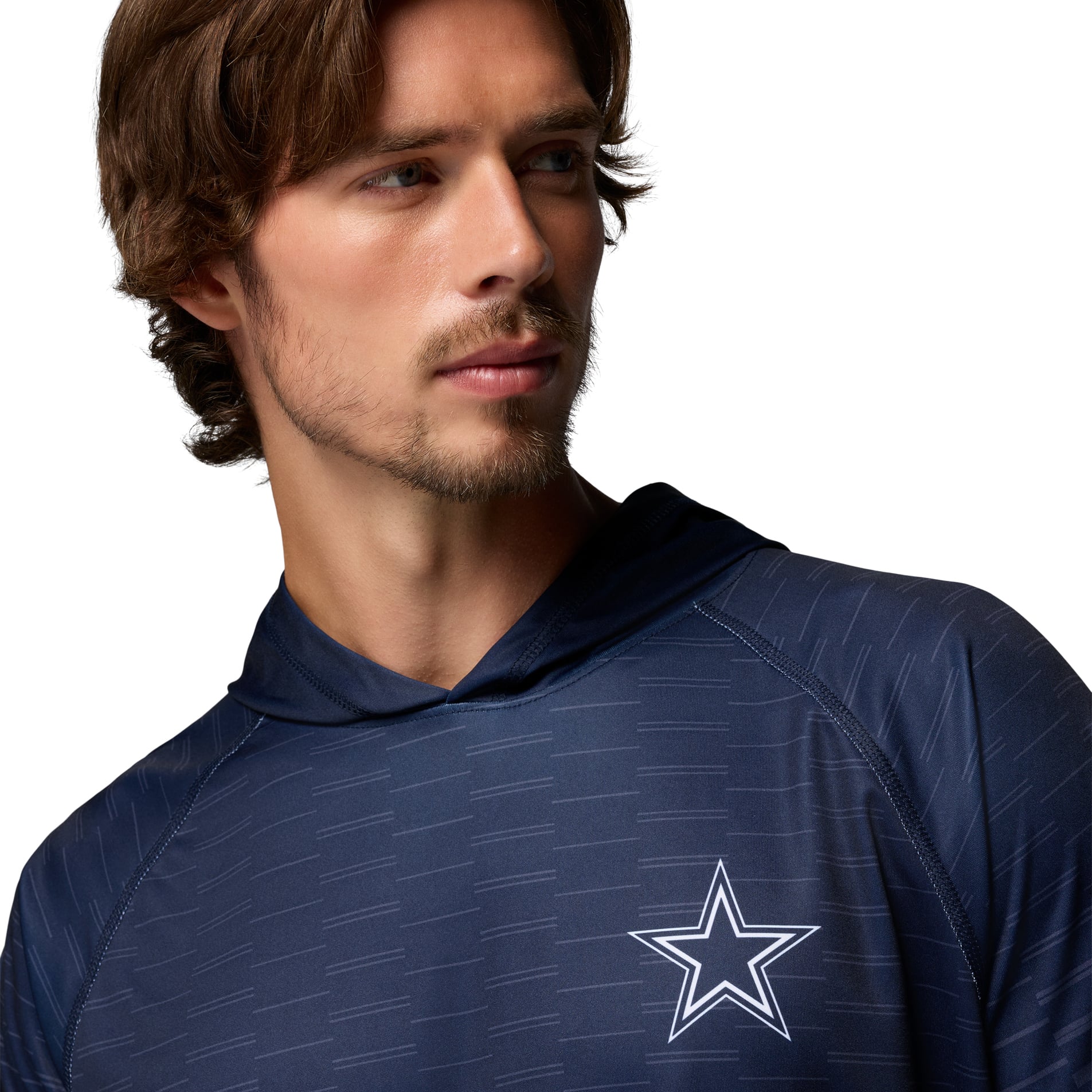 T-shirt à capuche raglan manches longues Columbia PFG Navy Dallas Cowboys Terminal Tackle Gradient Omni-Wick pour homme