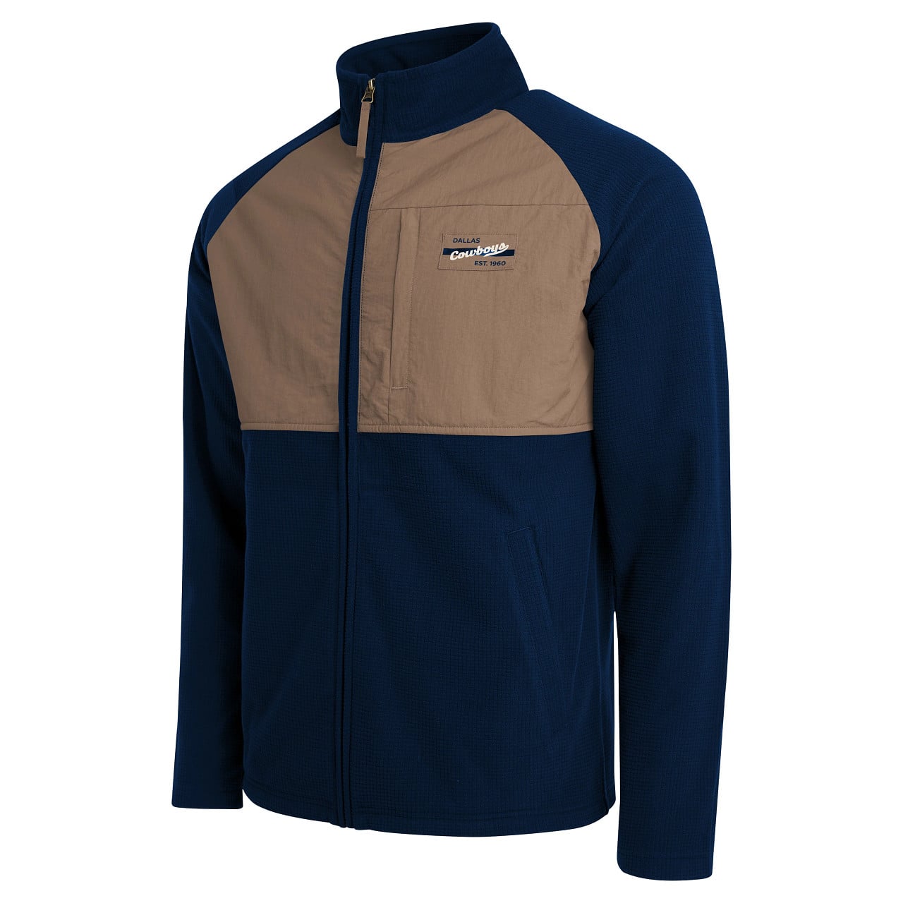 Veste raglan zippée intégrale bleu marine/beige de la collection Darius Rucker pour homme par Fanatics, Dallas Cowboys