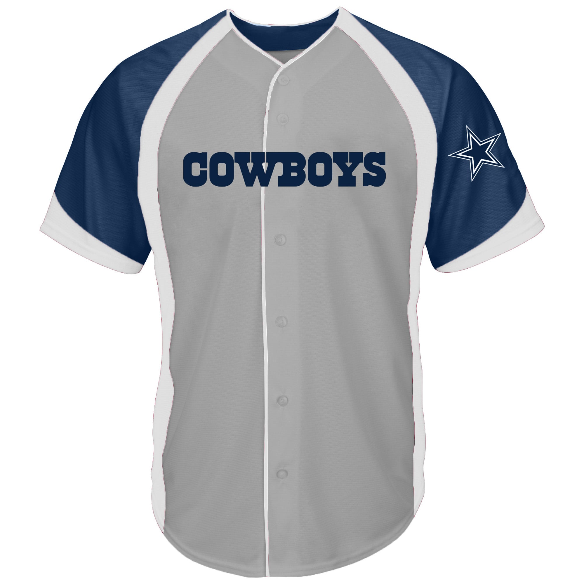 Men's Fanatics Gray Dallas Cowboys Big & Tall Button-Up Raglan Fashion Top