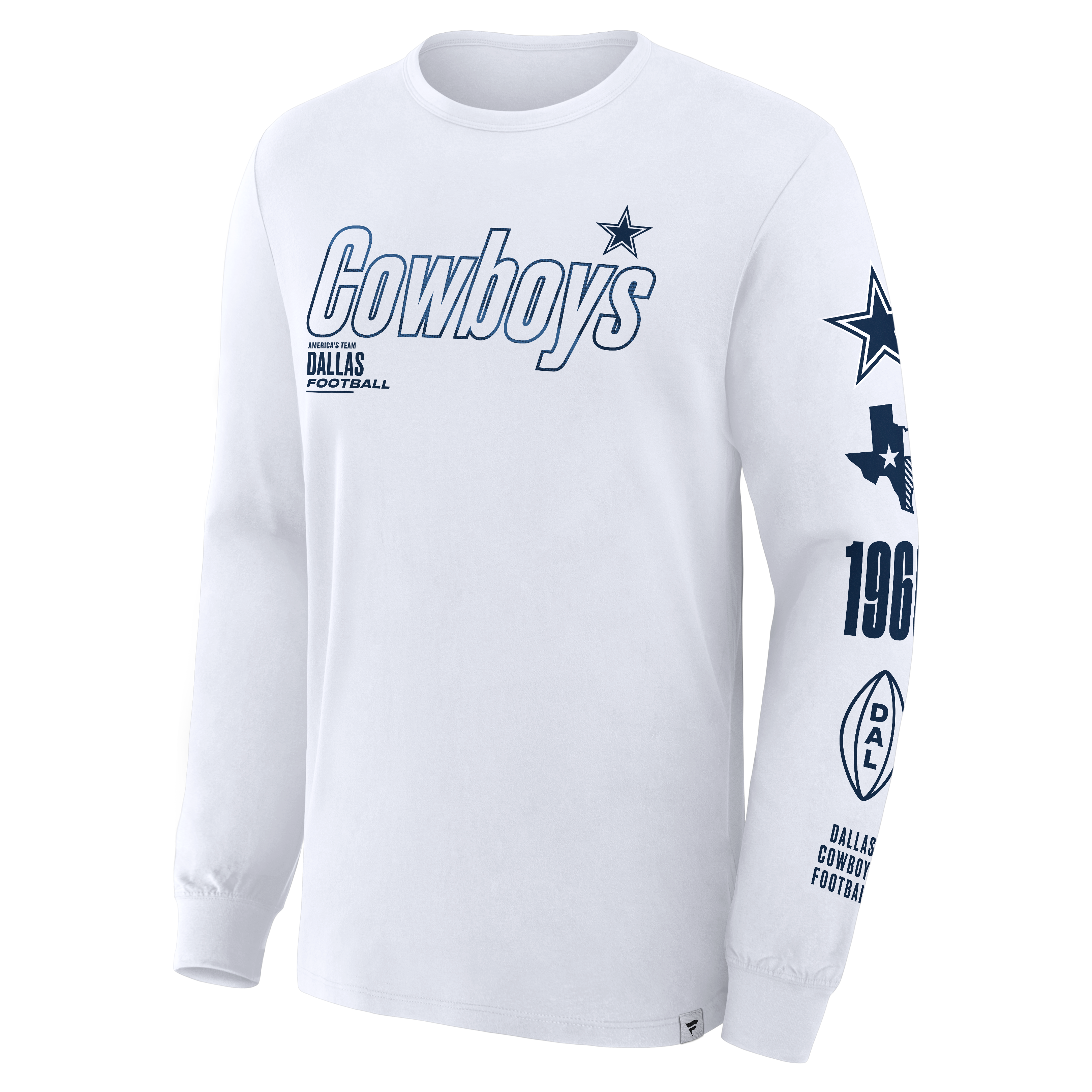 T-shirt à manches longues Fanatics blanc Dallas Cowboys Checkdown Pass pour homme
