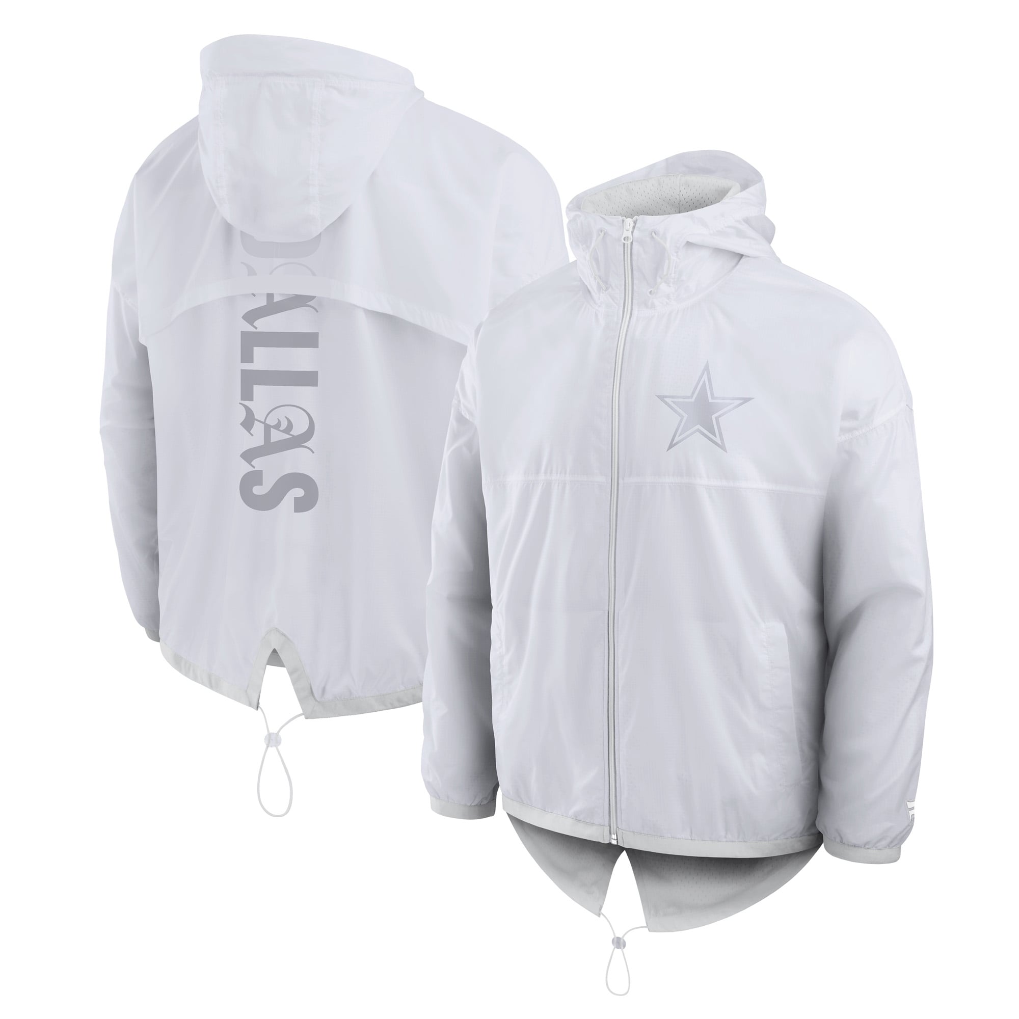 Doudoune zippée blanche Dallas Cowboys pour homme, modèle Fanatics.