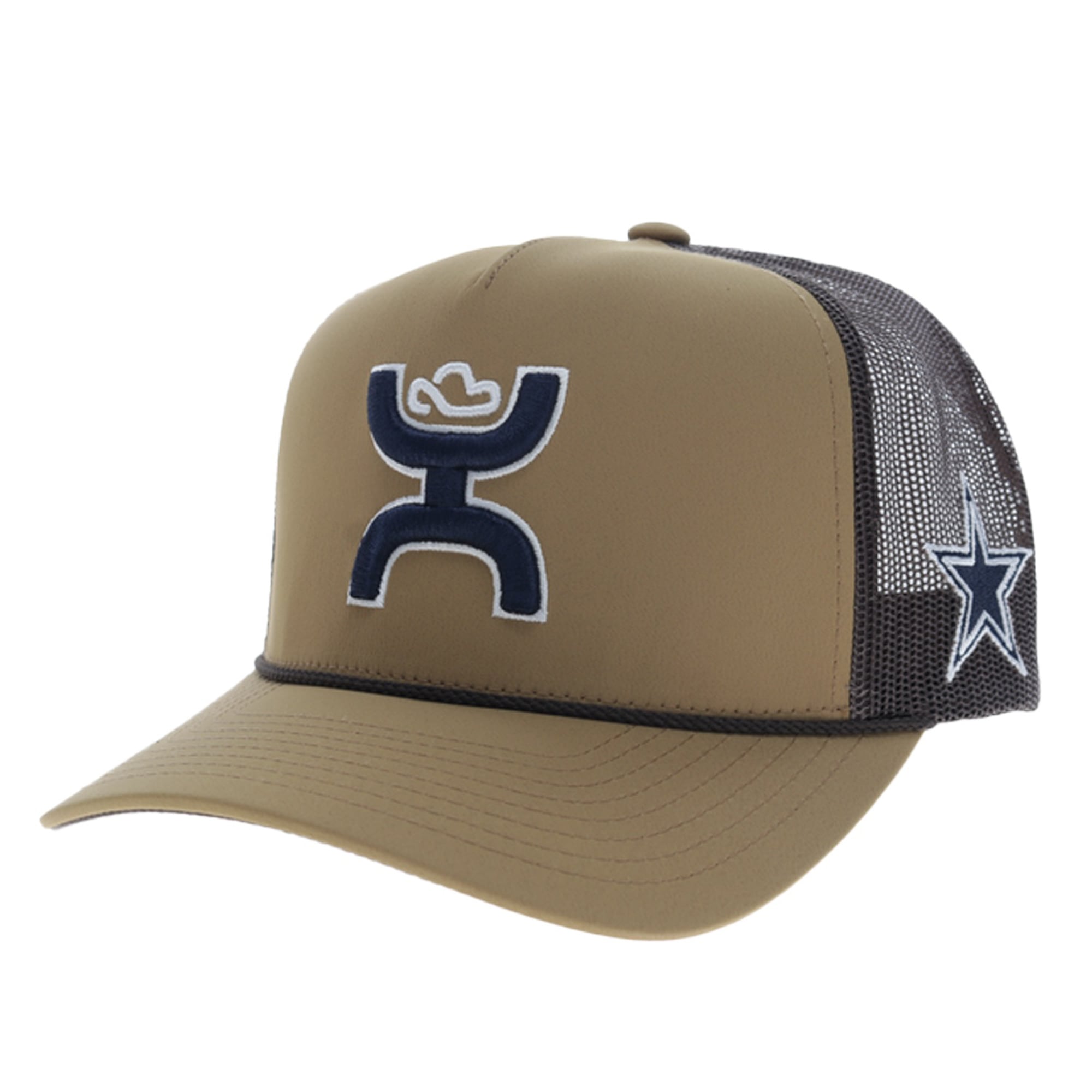Men's HOOey Tan/Black Dallas Cowboys Hands Up Trucker Adjustable Hat