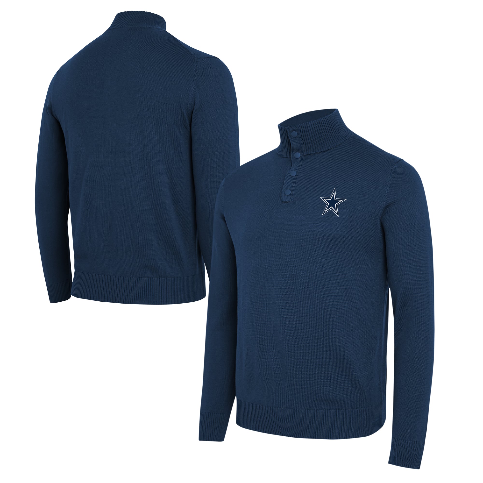 Pull à boutons-pression quart de pouce bleu marine J. Palmer pour homme, modèle Dallas Cowboys.