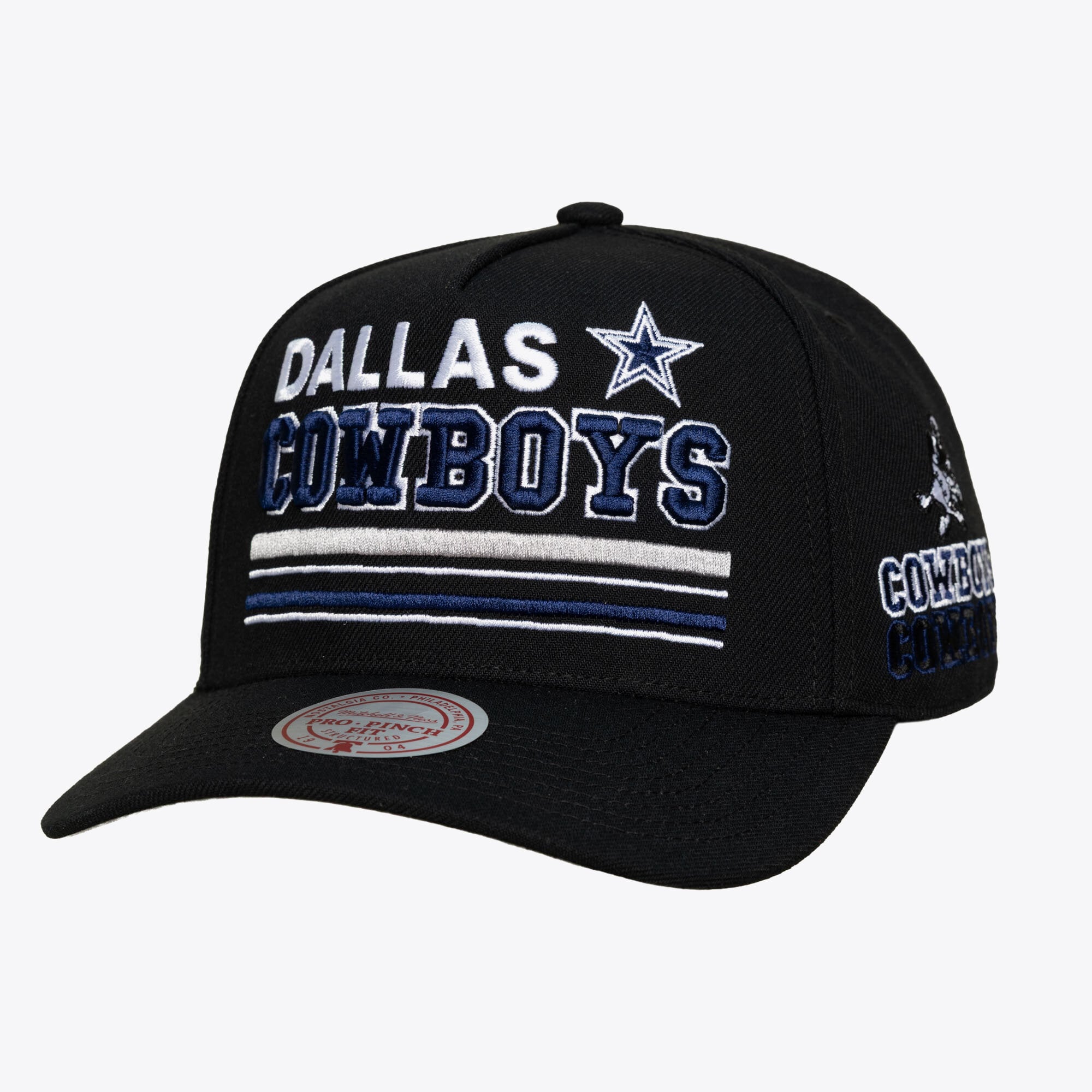Casquette snapback Mitchell & Ness Triple Play Pro Pinch noire Dallas Cowboys pour homme
