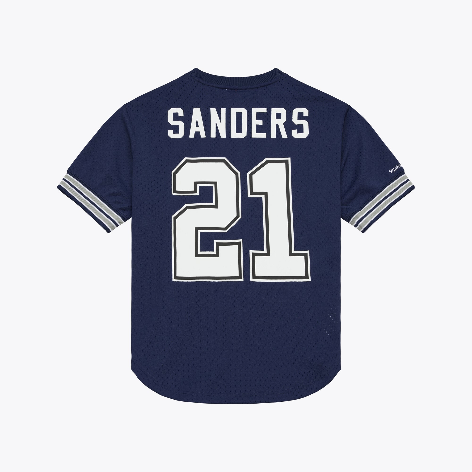T-shirt en maille Mitchell & Ness pour homme, bleu marine, modèle Deion Sanders des Dallas Cowboys (nom et numéro du joueur retraité).