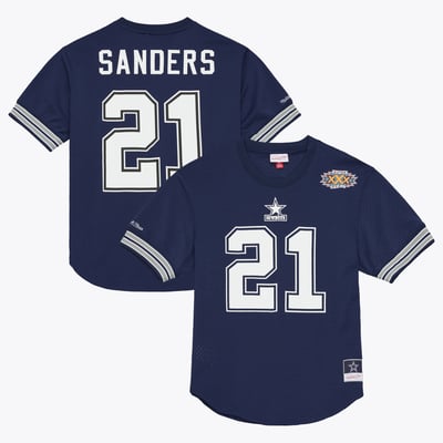 Deion Sanders Dallas Cowboys Mitchell & Ness Retired Player Name & Number Mesh Top - Navy