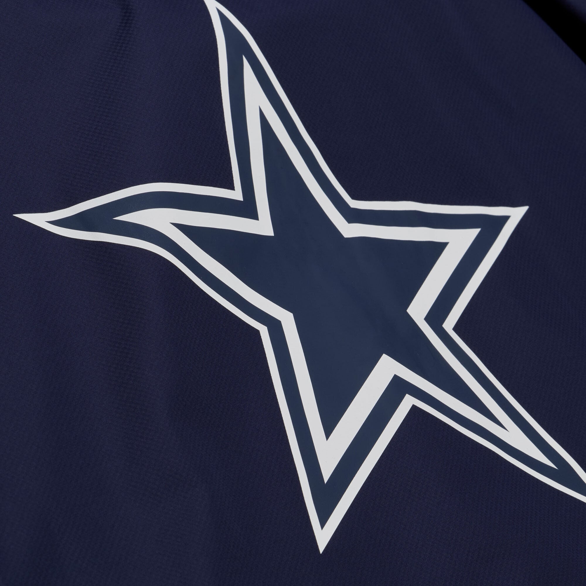 Coupe-vent à capuche Mitchell & Ness bleu marine pour homme, modèle Dallas Cowboys Coaches, fermeture boutons-pression.