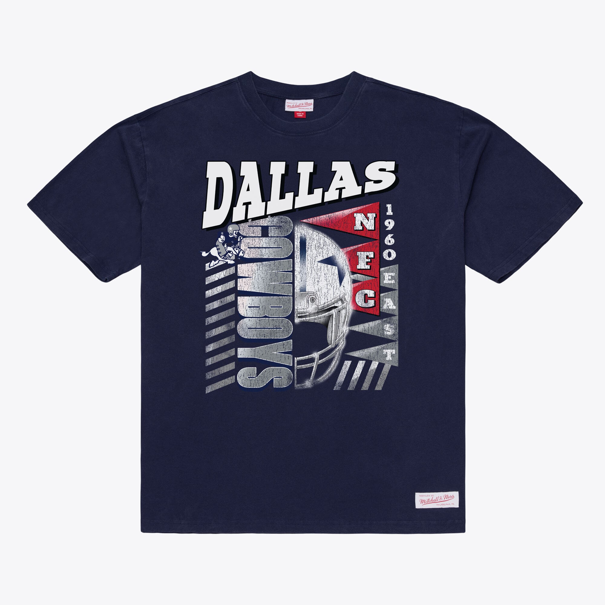 T-shirt graphique Mitchell & Ness Core Essentials Street pour homme, bleu marine