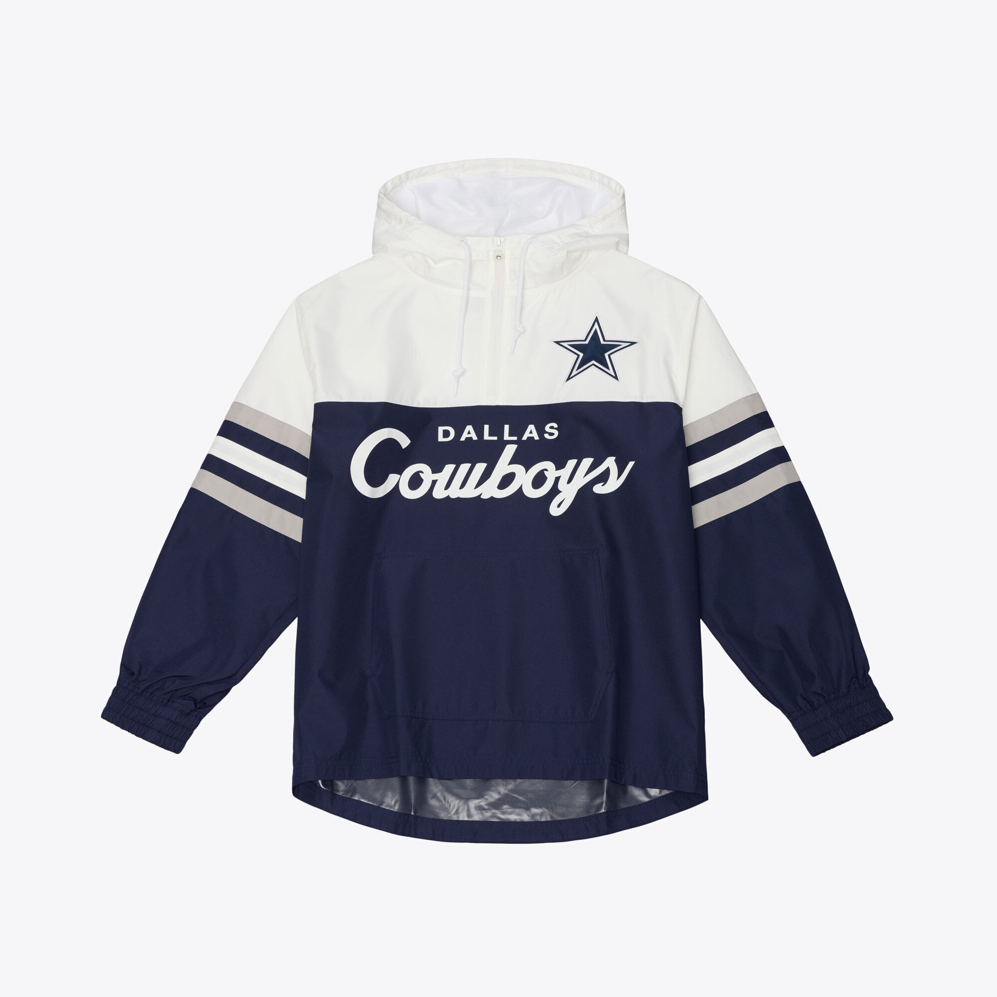 Men's Mitchell & Ness Navy Dallas Cowboys Head Coach Anorak Quarter-Zip Windbreaker Jacket