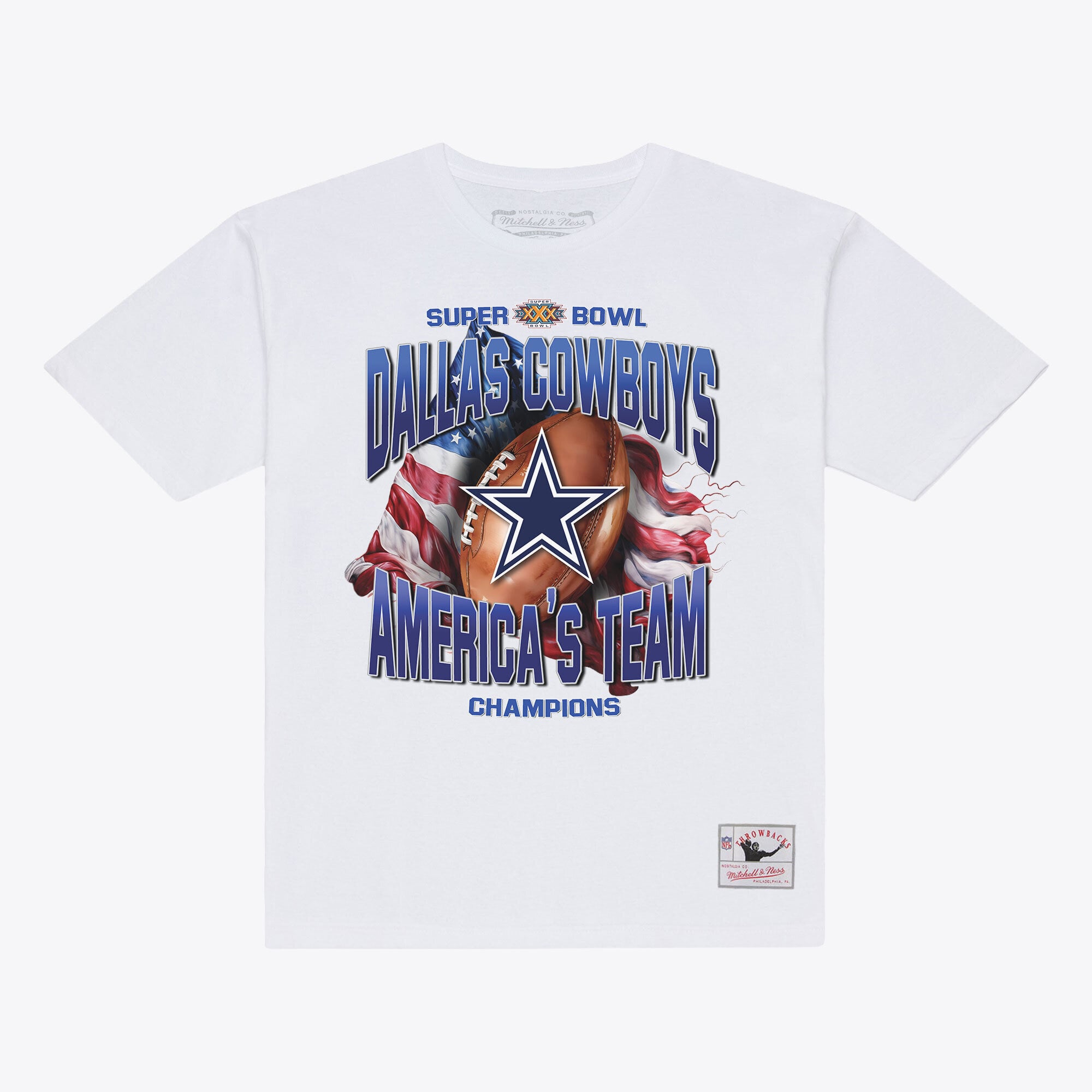 T-shirt Mitchell & Ness blanc pour homme, Dallas Cowboys, l'équipe américaine