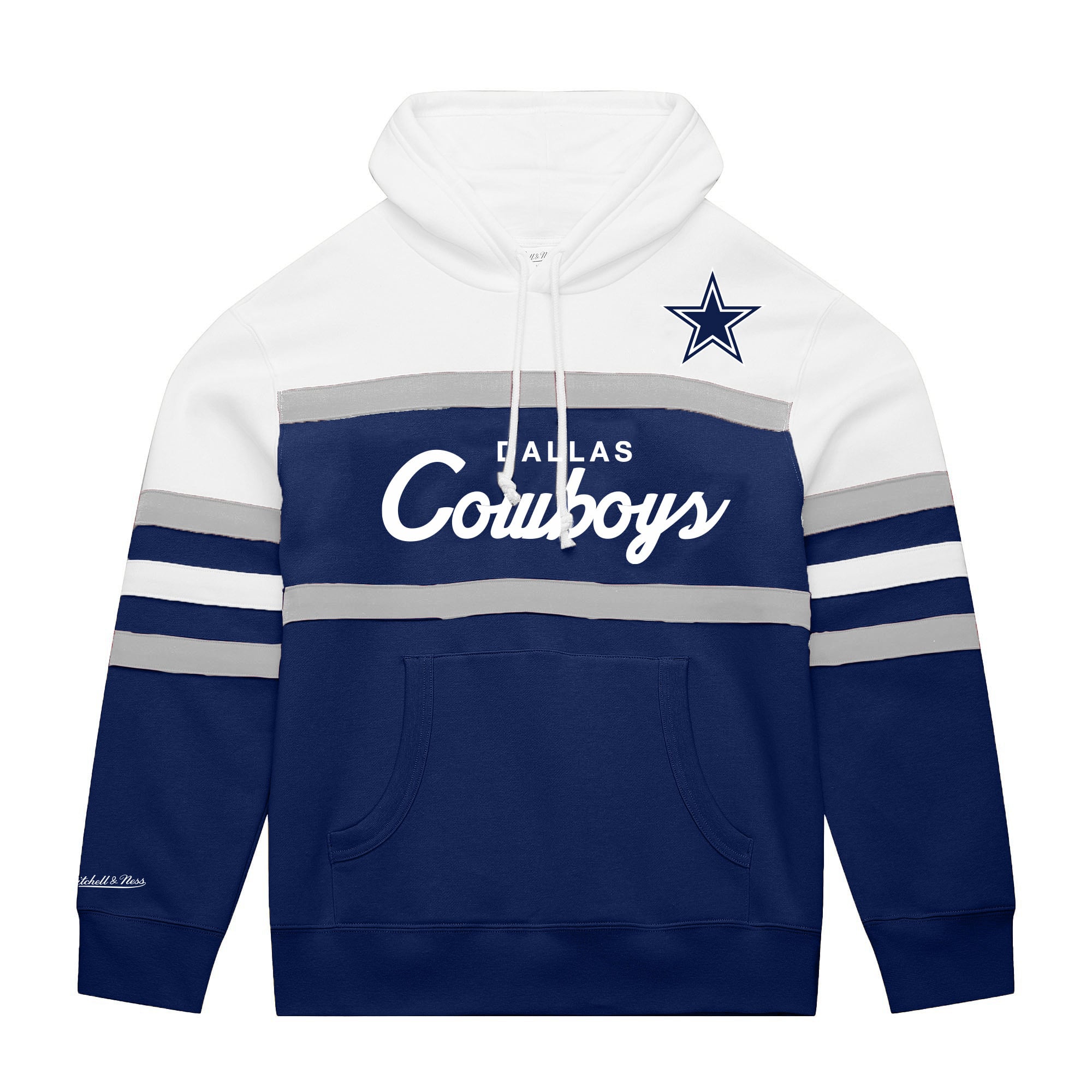 Men's Mitchell & Ness  White/Navy Dallas Cowboys Big Tall Head Coach Hoodie
