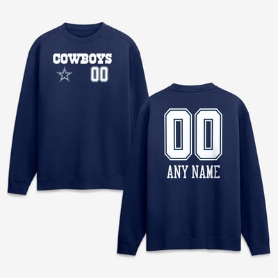 Dallas Cowboys  Touchdown Wordmark Personalized Name & Number Sweatshirt - Navy