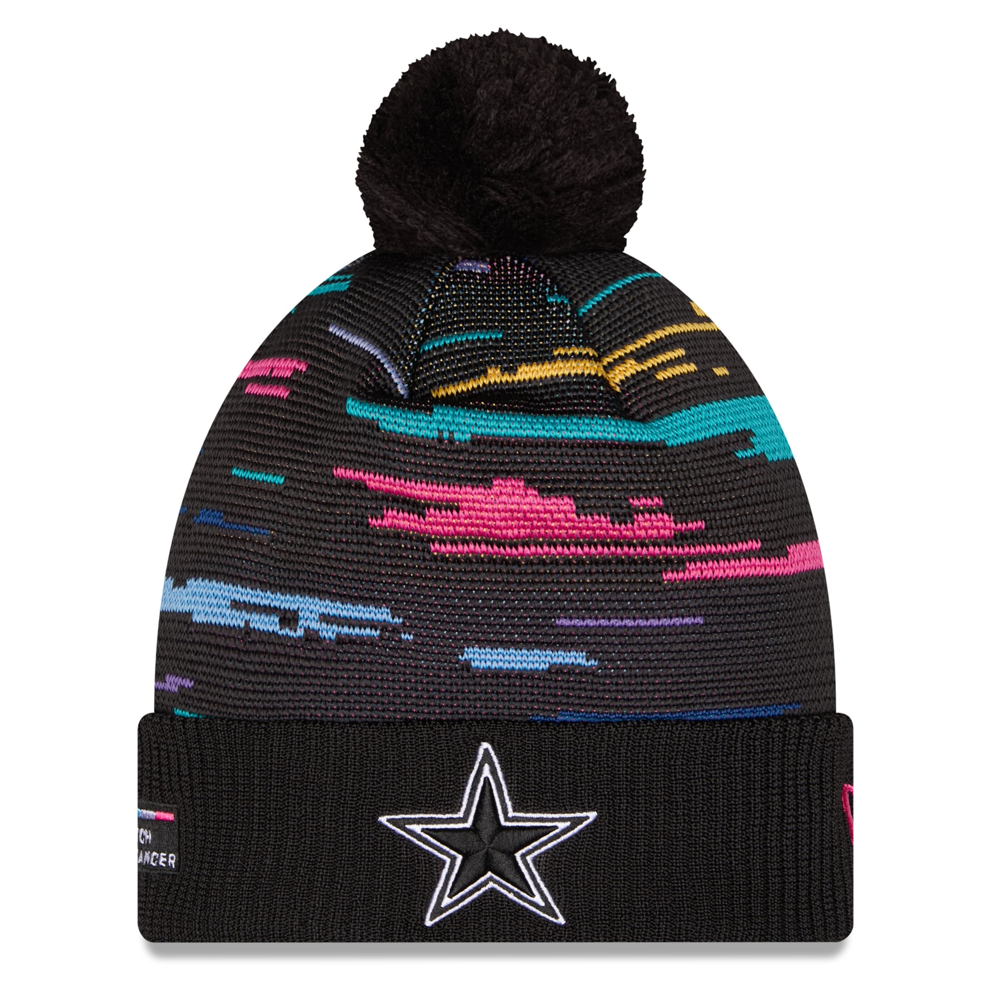 Bonnet à revers noir New Era Dallas Cowboys 2026 NFL Crucial Catch pour homme avec pompon