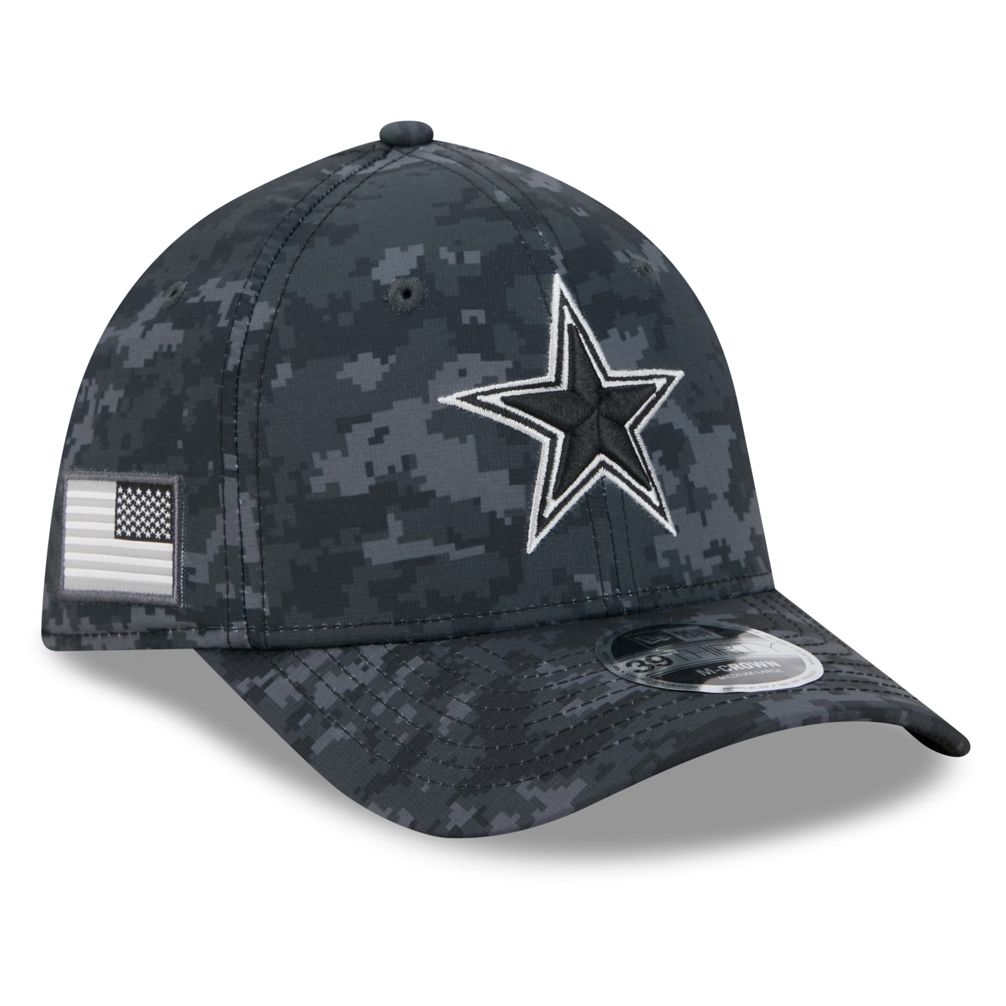 Casquette extensible New Era Dallas Cowboys 2026 Salute To Service 39THIRTY M-Crown noire pour homme