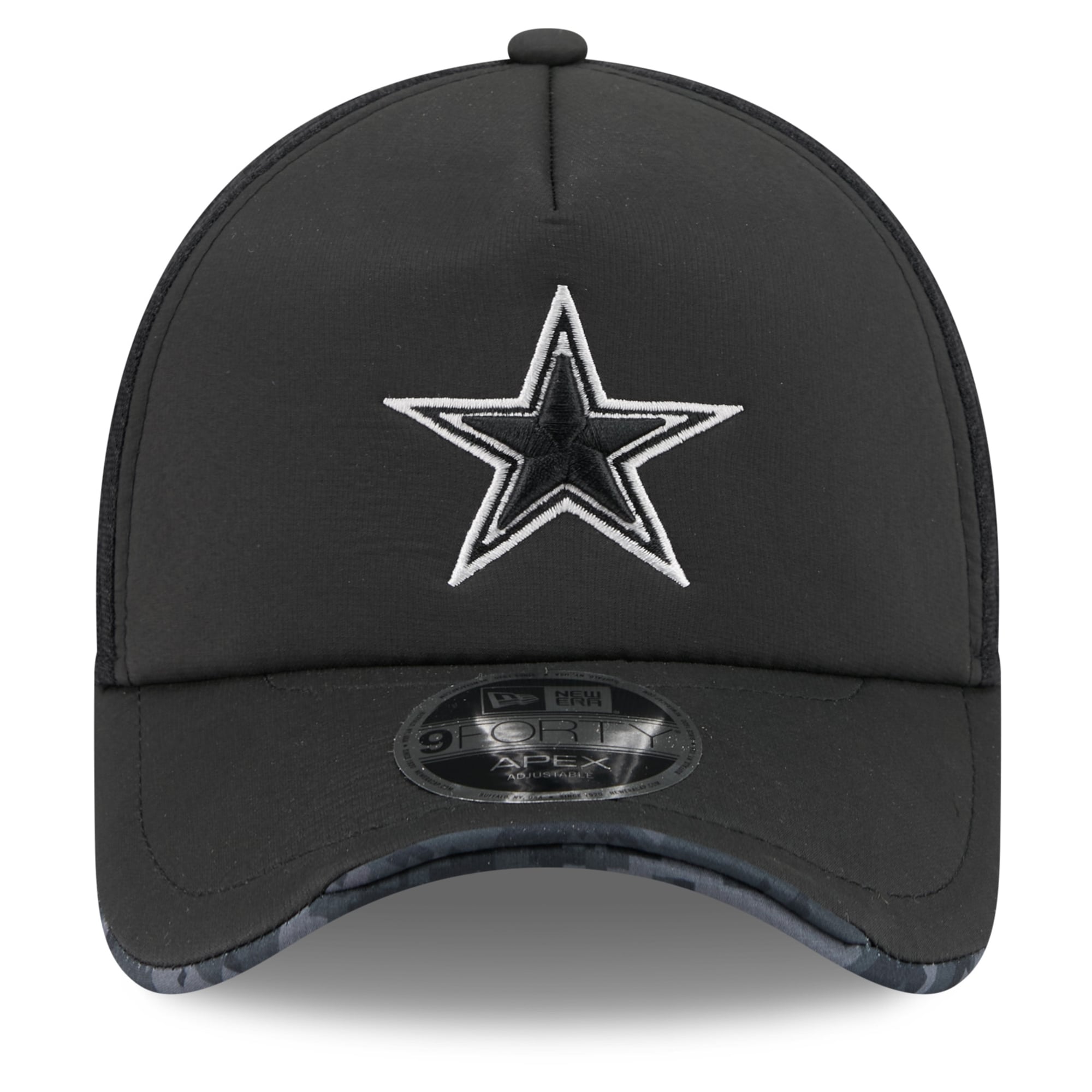 Casquette trucker ajustable New Era Apex 9FORTY Dallas Cowboys 2026 Salute To Service noire pour homme