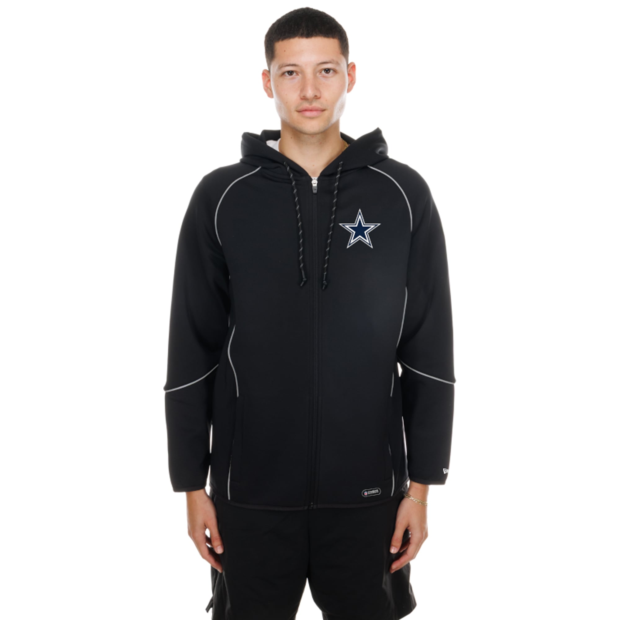 Men's New Era  Black Dallas Cowboys Combine Authentic Raglan Full-Zip Hoodie