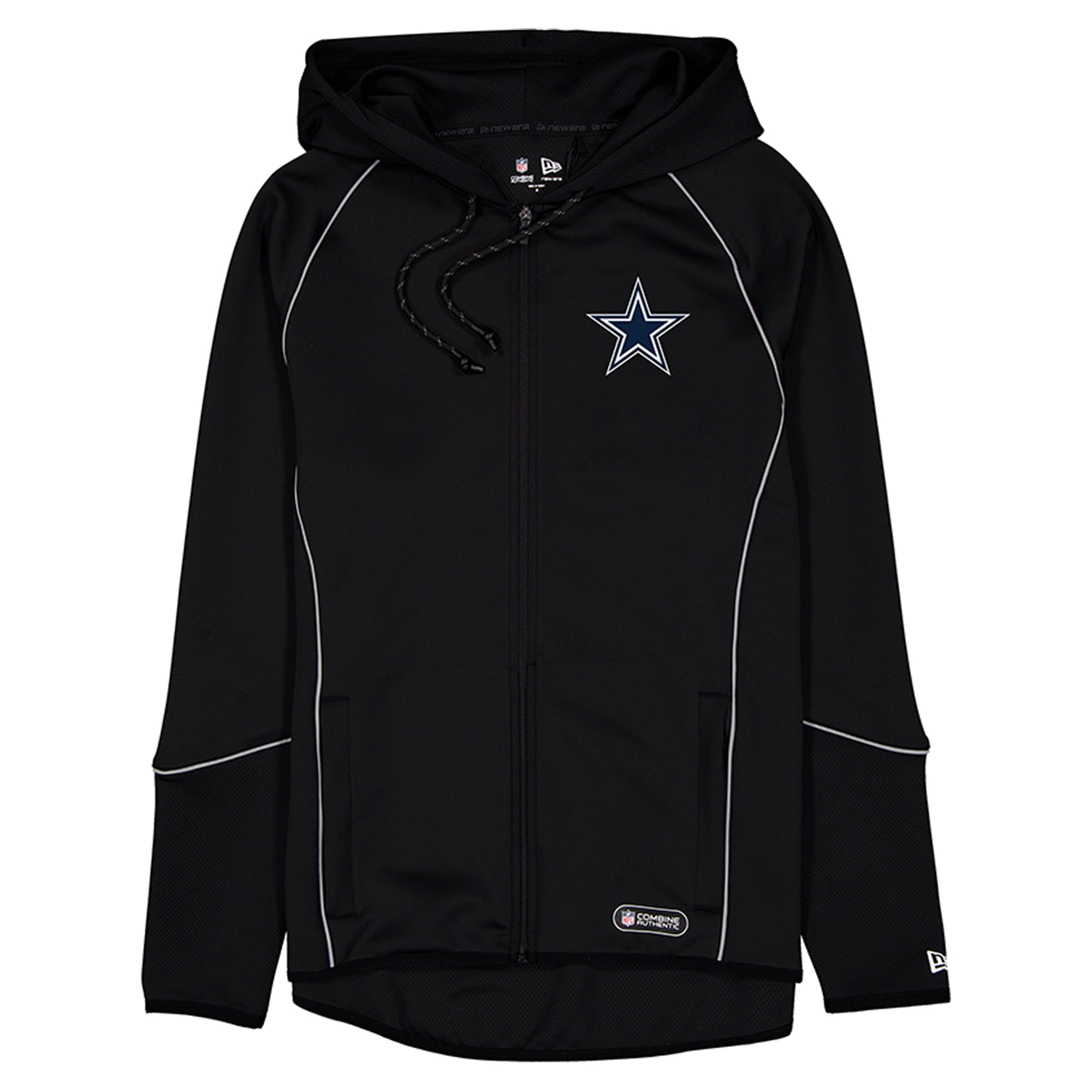 Men's New Era  Black Dallas Cowboys Combine Authentic Raglan Full-Zip Hoodie