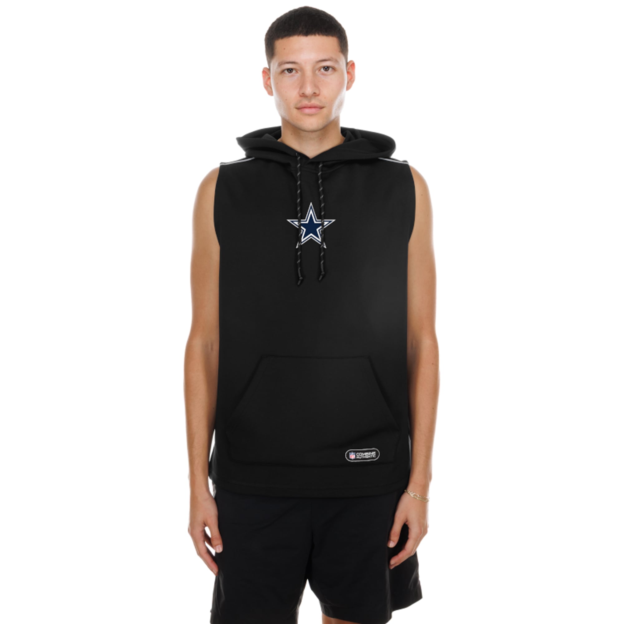 Men's New Era Black Dallas Cowboys Combine Authentic Sleeveless Hoodie
