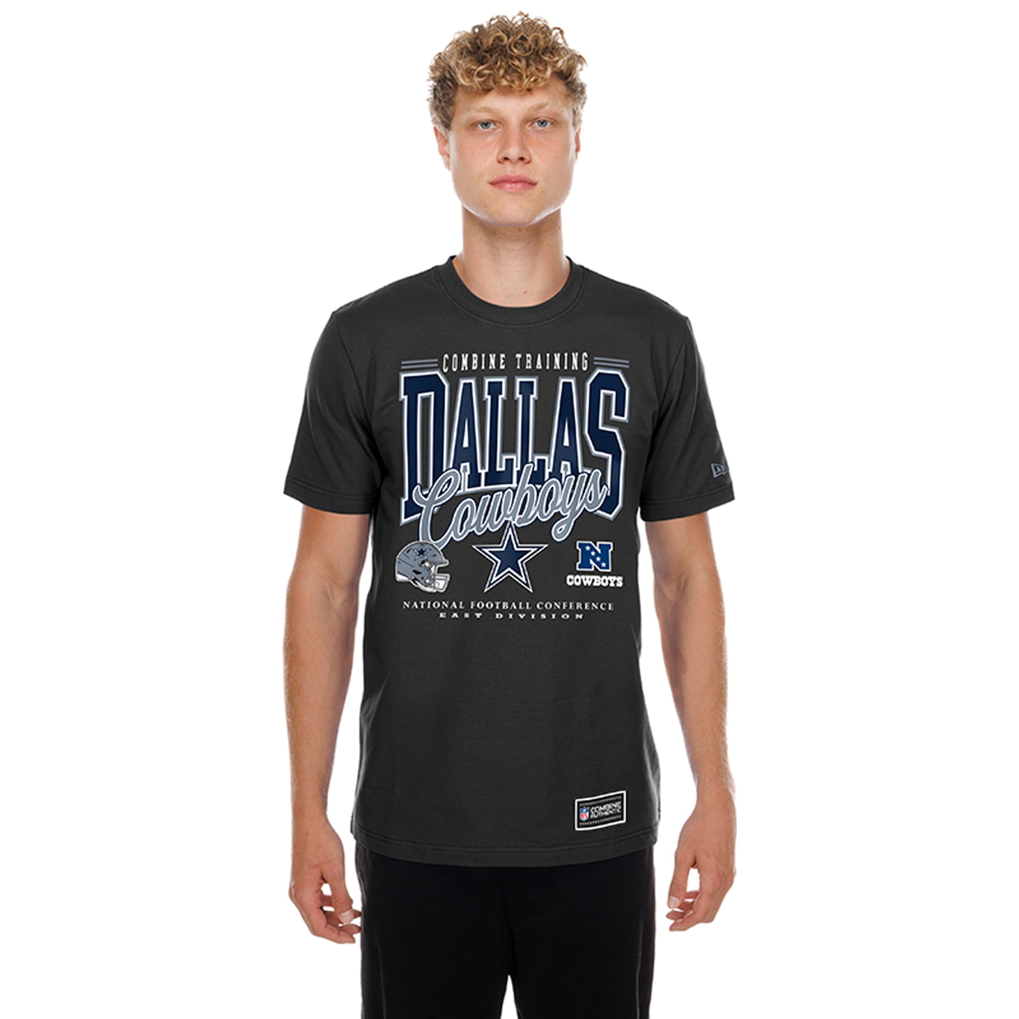 T-shirt authentique New Era noir Dallas Cowboys Combine pour homme