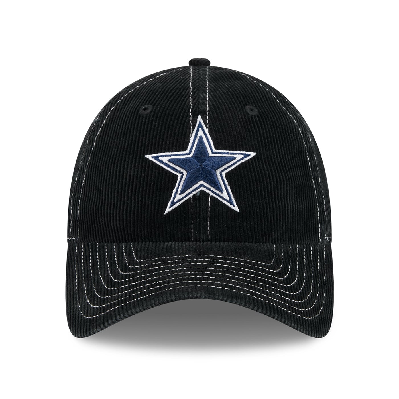 Casquette New Era noire Dallas Cowboys en velours côtelé, style classique et ajustable pour homme