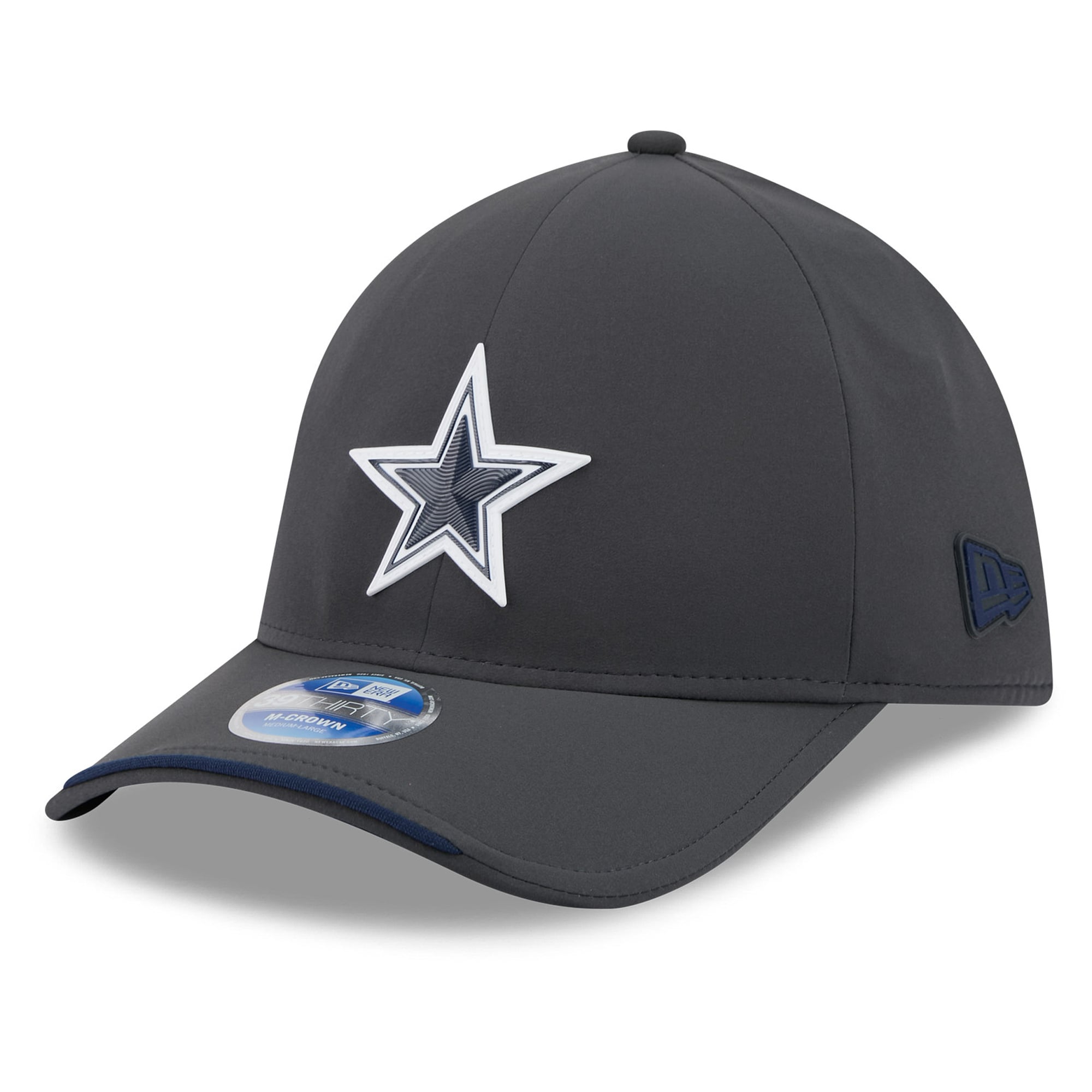 Casquette extensible New Era 39THIRTY M-Crown pour homme, couleur anthracite, Dallas Cowboys 2026, idéale les temps froids.