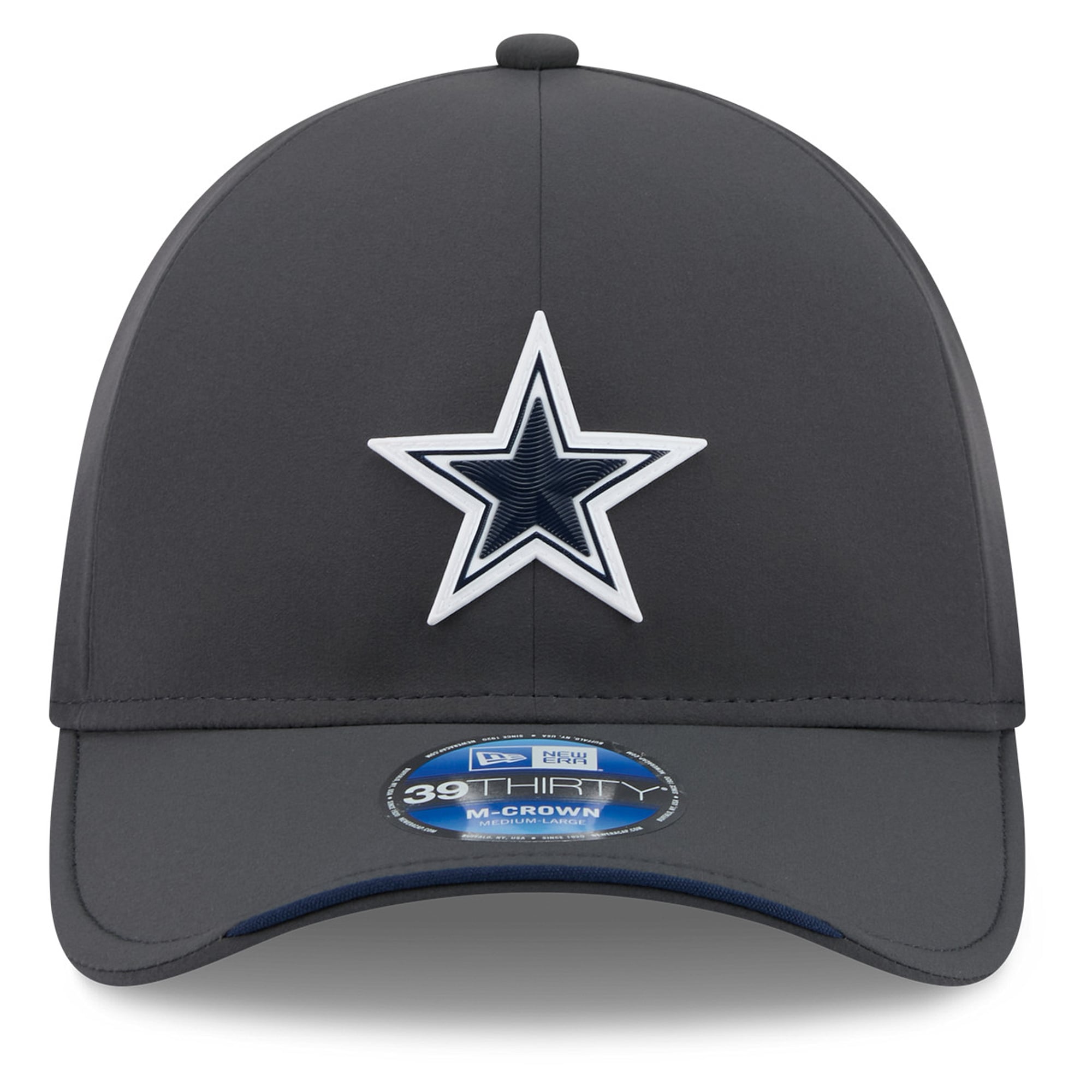 Casquette extensible New Era 39THIRTY M-Crown pour homme, couleur anthracite, Dallas Cowboys 2026, idéale les temps froids.