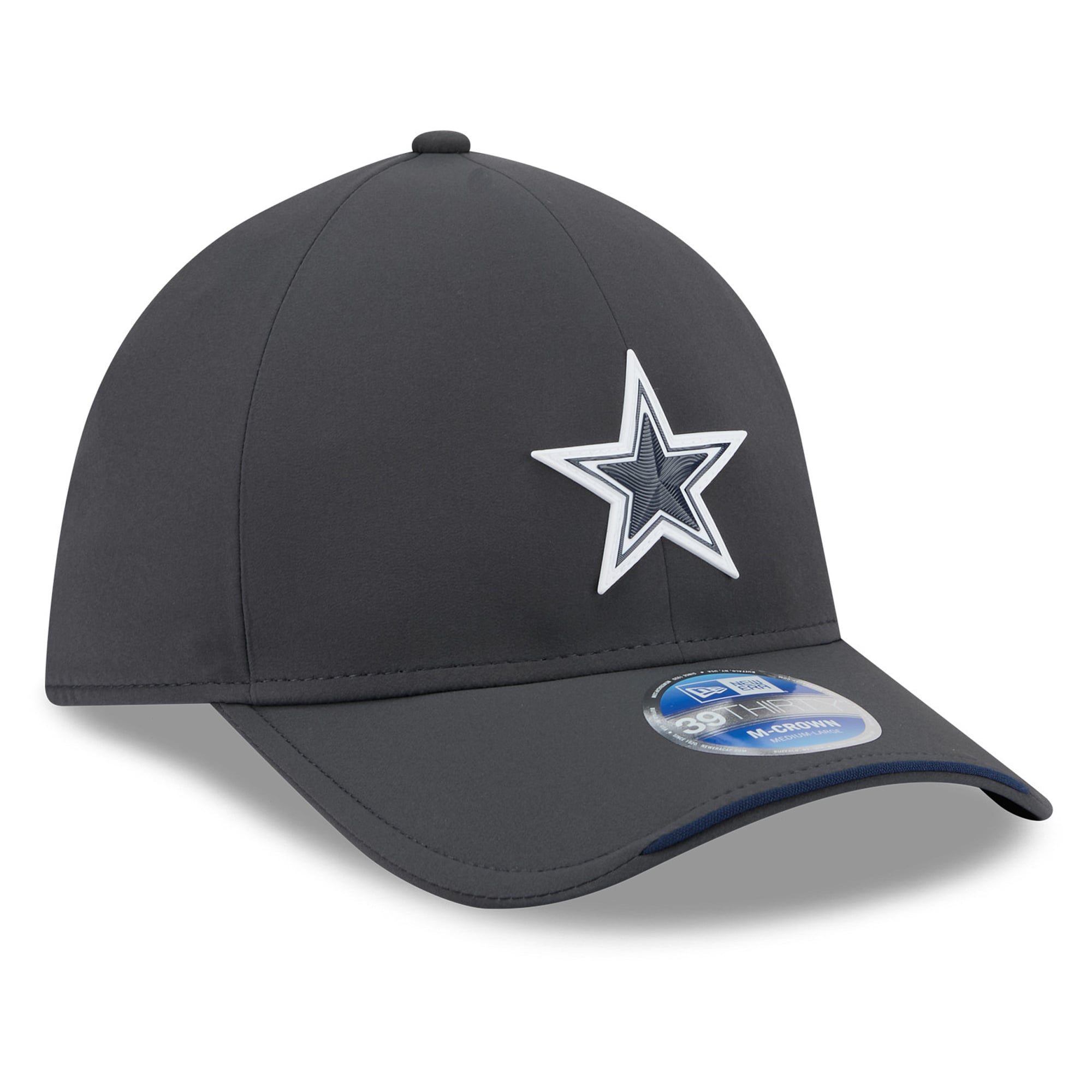 Casquette extensible New Era 39THIRTY M-Crown pour homme, couleur anthracite, Dallas Cowboys 2026, idéale les temps froids.