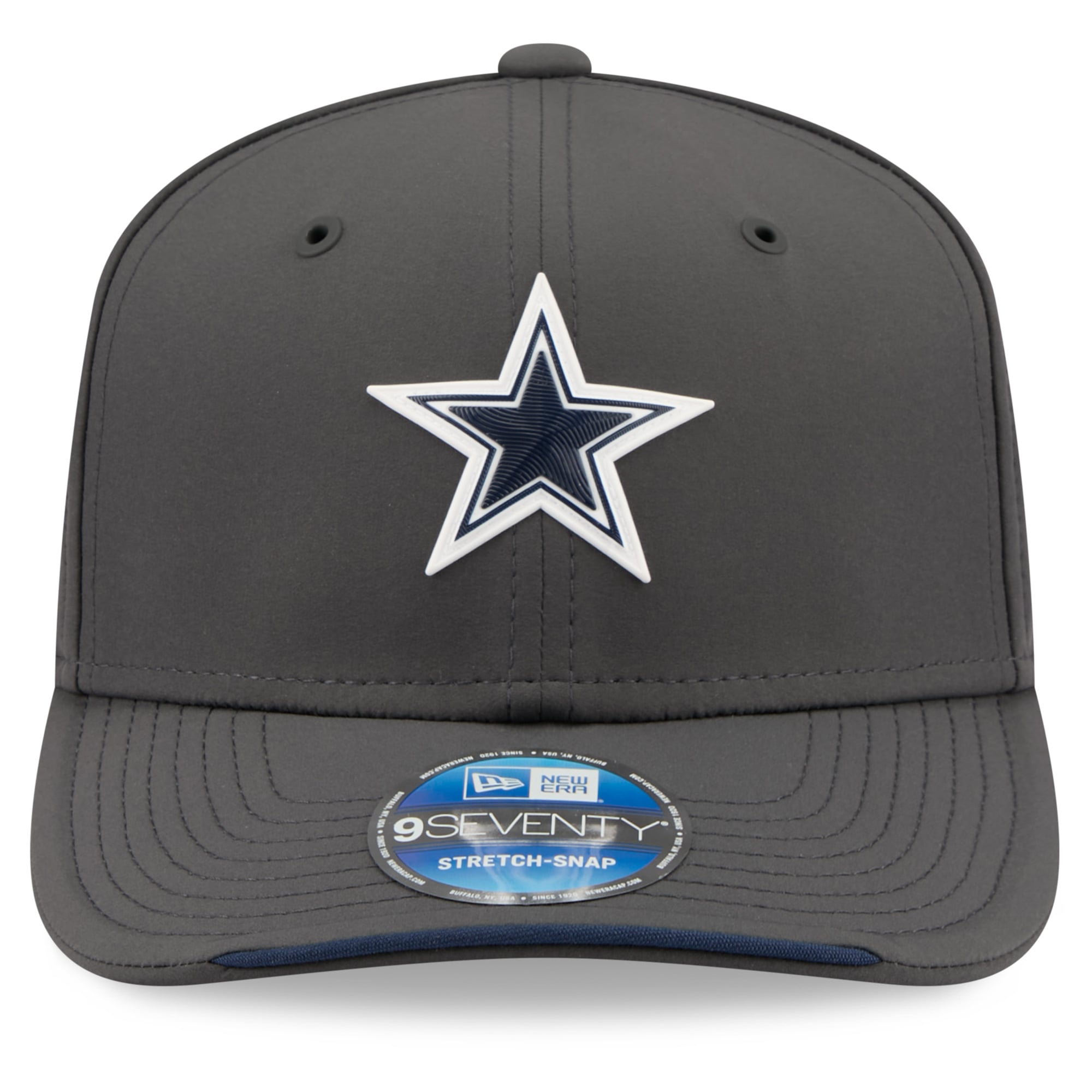 Casquette ajustable New Era Dallas Cowboys 2026 Sideline pour homme, couleur anthracite, modèle 9SEVENTY, idéale pour les temps froids.