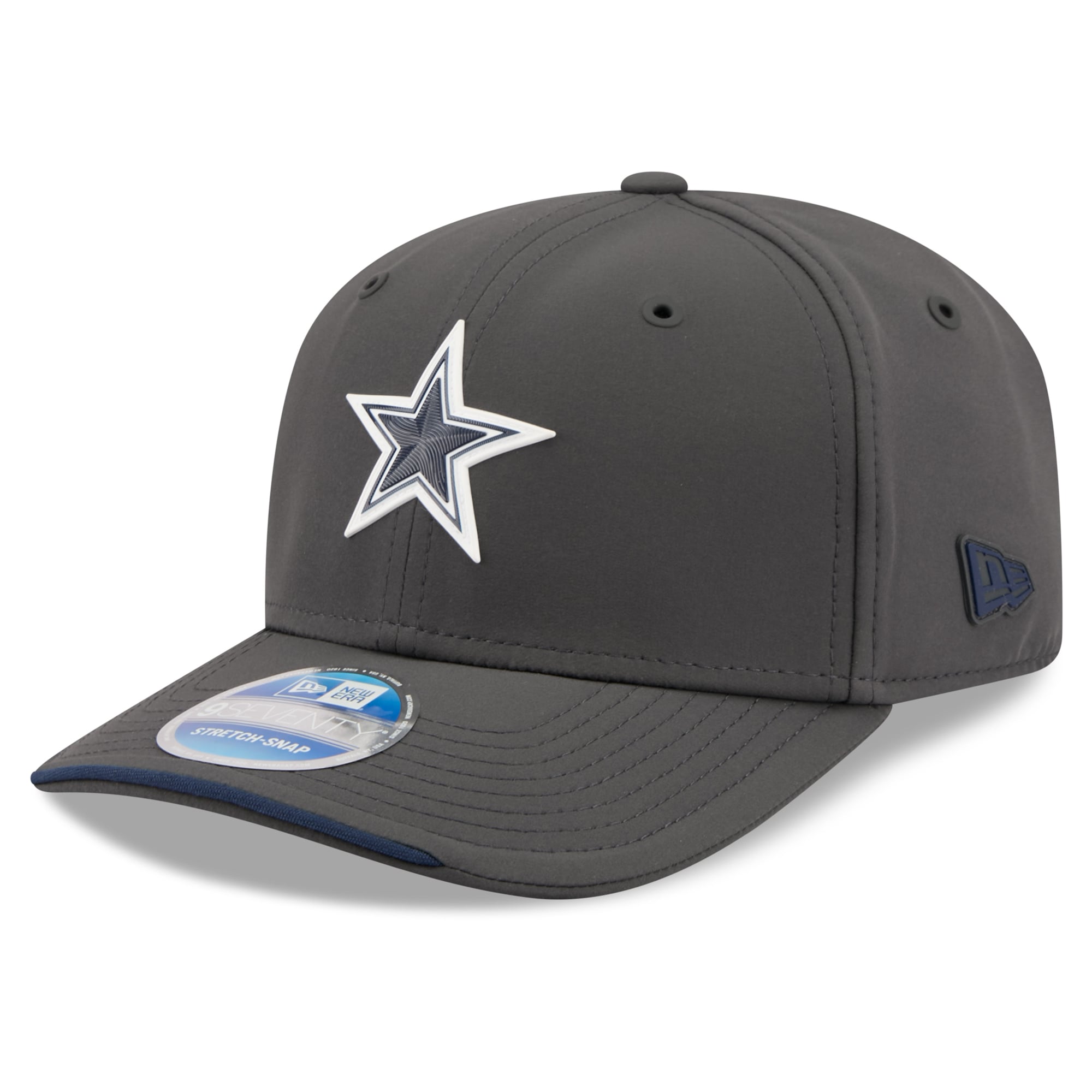 Casquette ajustable New Era Dallas Cowboys 2026 Sideline pour homme, couleur anthracite, modèle 9SEVENTY, idéale pour les temps froids.