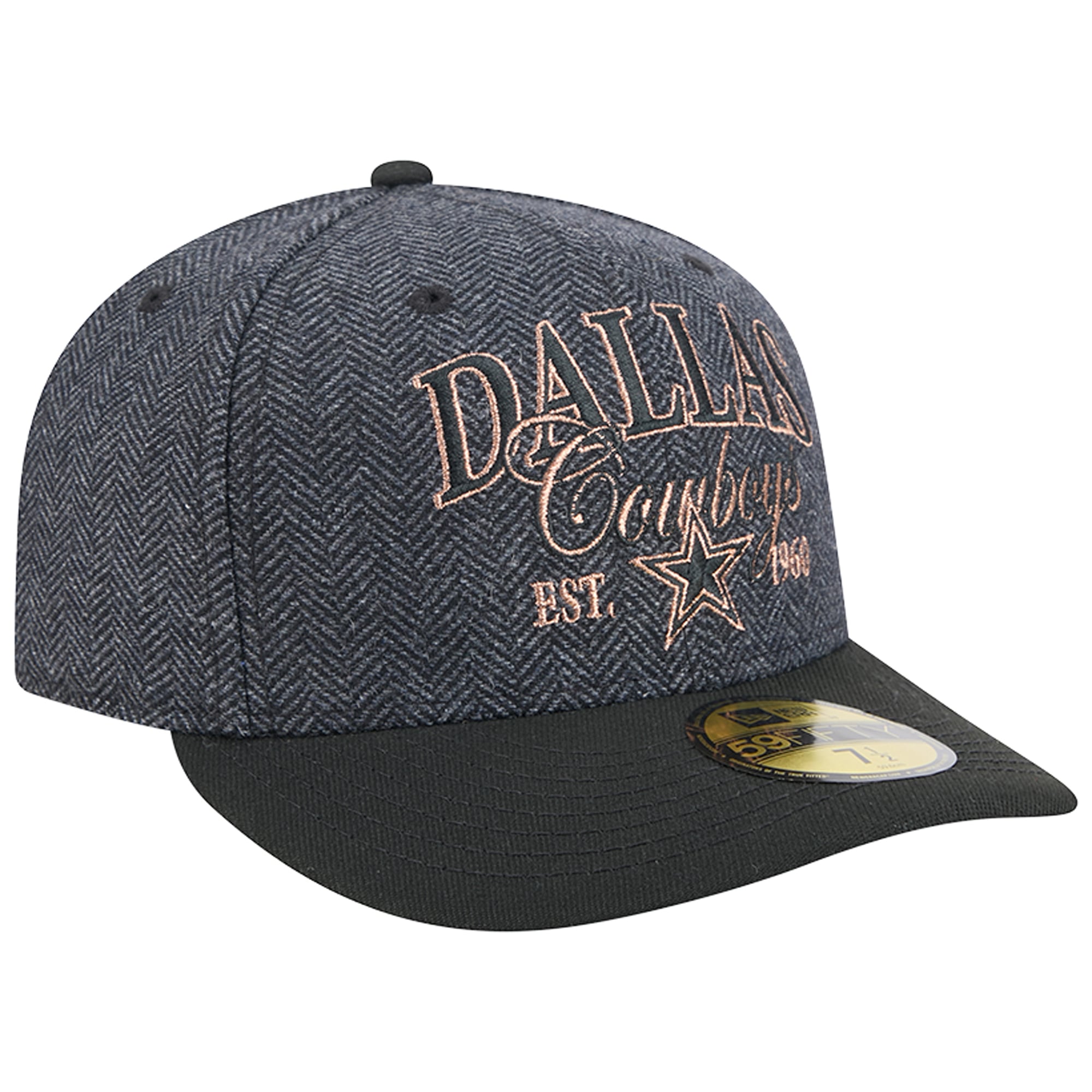 Casquette ajustée New Era 59FIFTY pour homme, couleur anthracite, Dallas Cowboys, en fausse laine.