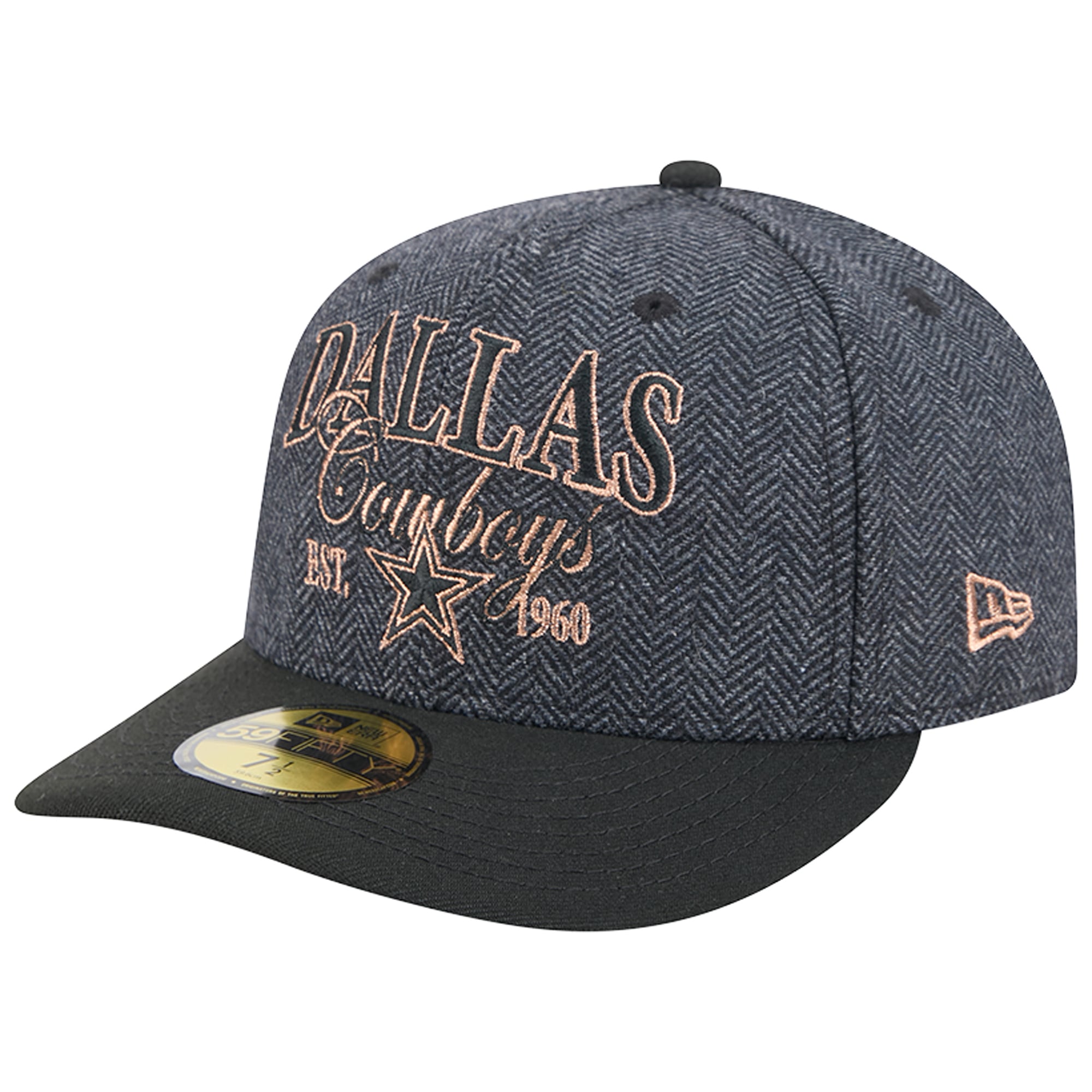 Casquette ajustée New Era 59FIFTY pour homme, couleur anthracite, Dallas Cowboys, en fausse laine.