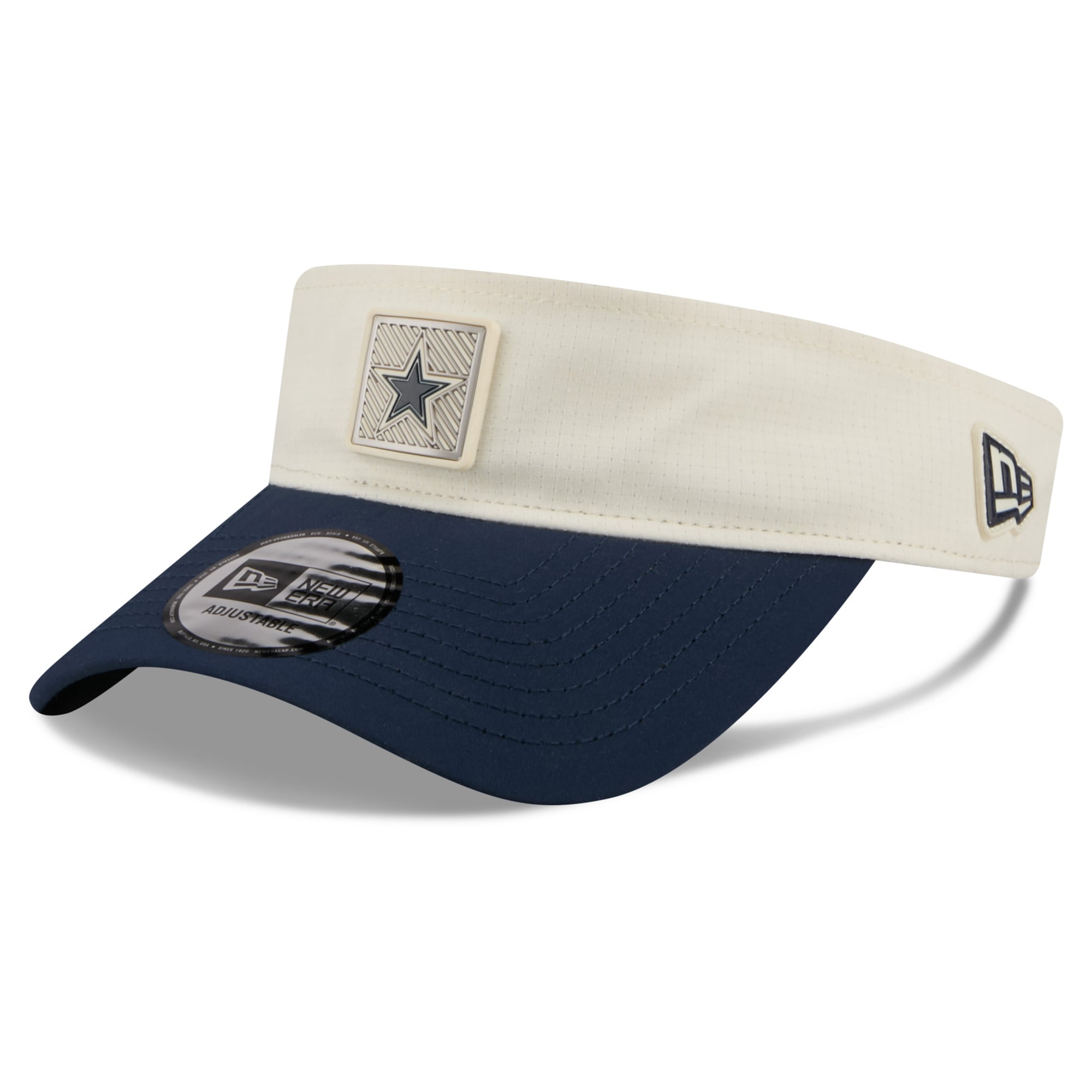 Casquette New Era pour homme, couleur crème/marine, Dallas Cowboys, camp d'entraînement NFL 2026, visière ajustable